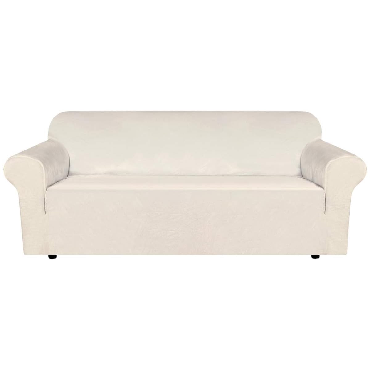 H.VERSAILTEX Stretch Velvet Sofa Covers for 3 Cushion Couch Covers Sofa Slipcovers Furniture Protector Soft with Non Slip Elastic Bottom, Crafted from Thick Comfy Rich Velour (Sofa 72"-90", Taupe)