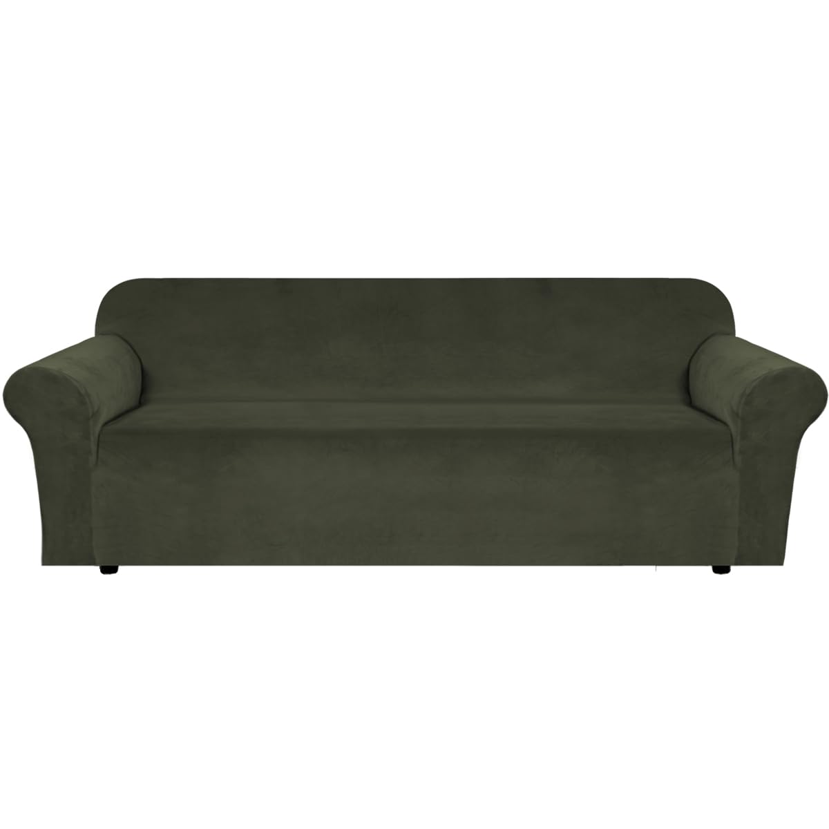 H.VERSAILTEX Stretch Velvet Sofa Covers for 3 Cushion Couch Covers Sofa Slipcovers Furniture Protector Soft with Non Slip Elastic Bottom, Crafted from Thick Comfy Rich Velour (Sofa 72"-90", Taupe)