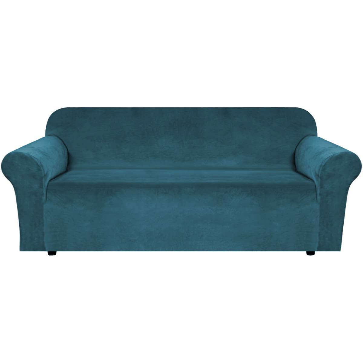 H.VERSAILTEX Stretch Velvet Sofa Covers for 3 Cushion Couch Covers Sofa Slipcovers Furniture Protector Soft with Non Slip Elastic Bottom, Crafted from Thick Comfy Rich Velour (Sofa 72"-90", Taupe)