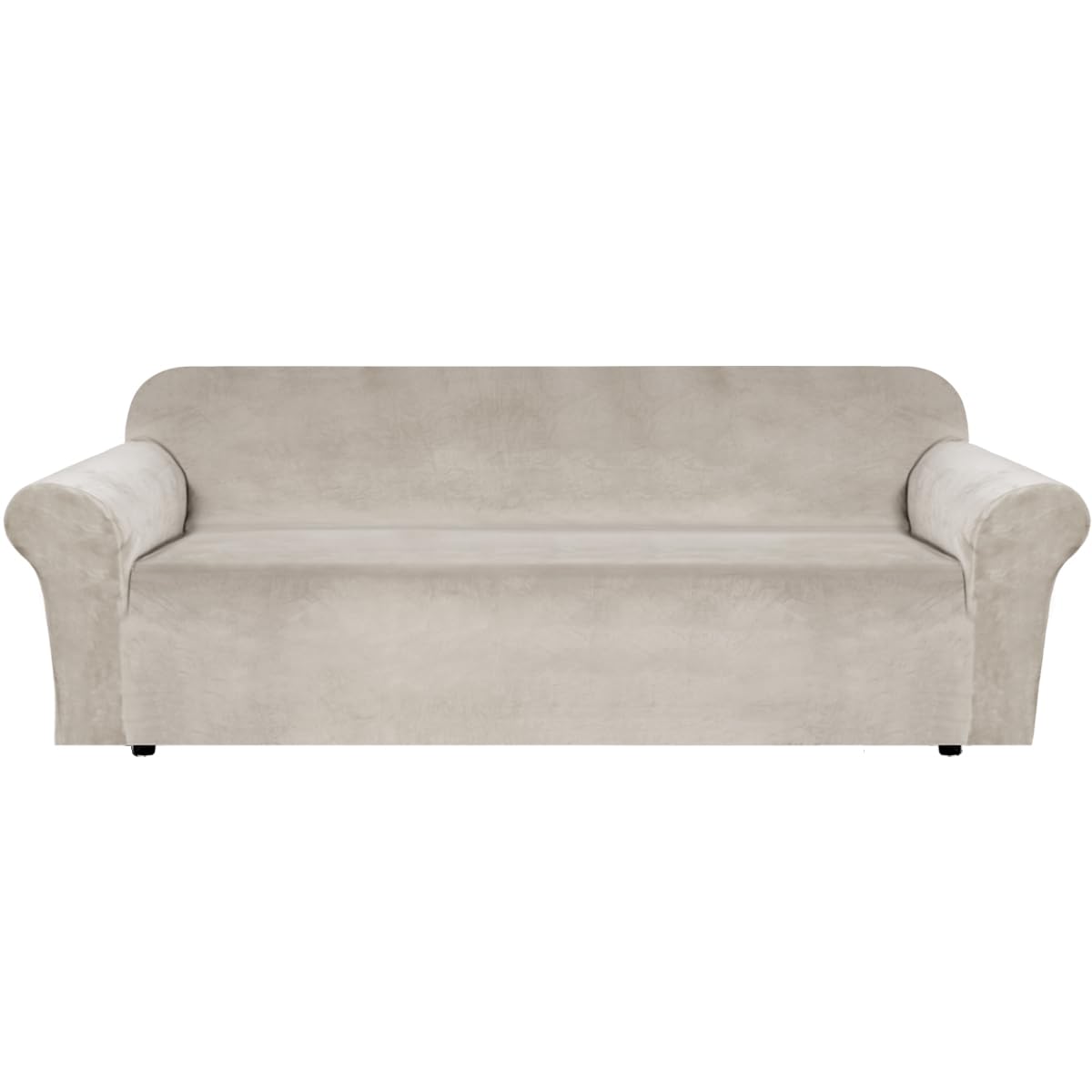 H.VERSAILTEX Stretch Velvet Sofa Covers for 3 Cushion Couch Covers Sofa Slipcovers Furniture Protector Soft with Non Slip Elastic Bottom, Crafted from Thick Comfy Rich Velour (Sofa 72"-90", Taupe)