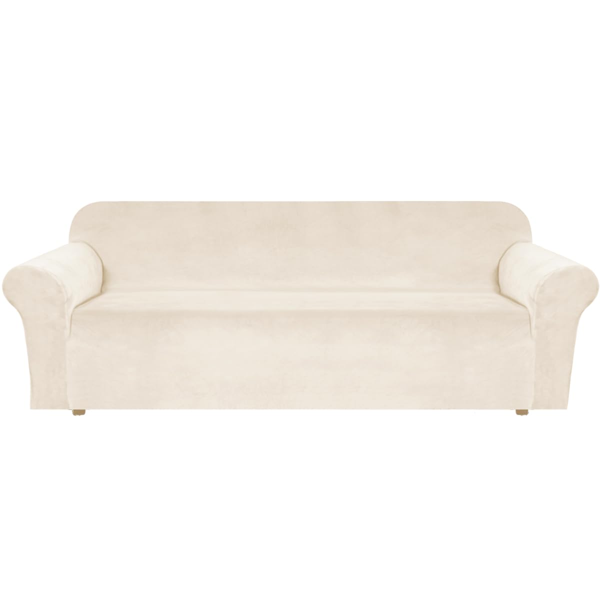 H.VERSAILTEX Stretch Velvet Sofa Covers for 3 Cushion Couch Covers Sofa Slipcovers Furniture Protector Soft with Non Slip Elastic Bottom, Crafted from Thick Comfy Rich Velour (Sofa 72"-90", Taupe)