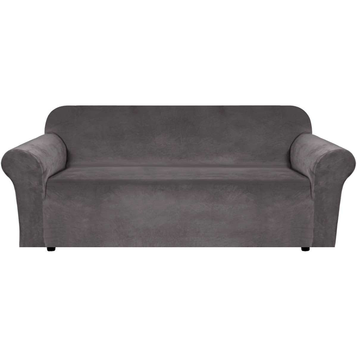 H.VERSAILTEX Stretch Velvet Sofa Covers for 3 Cushion Couch Covers Sofa Slipcovers Furniture Protector Soft with Non Slip Elastic Bottom, Crafted from Thick Comfy Rich Velour (Sofa 72"-90", Taupe)