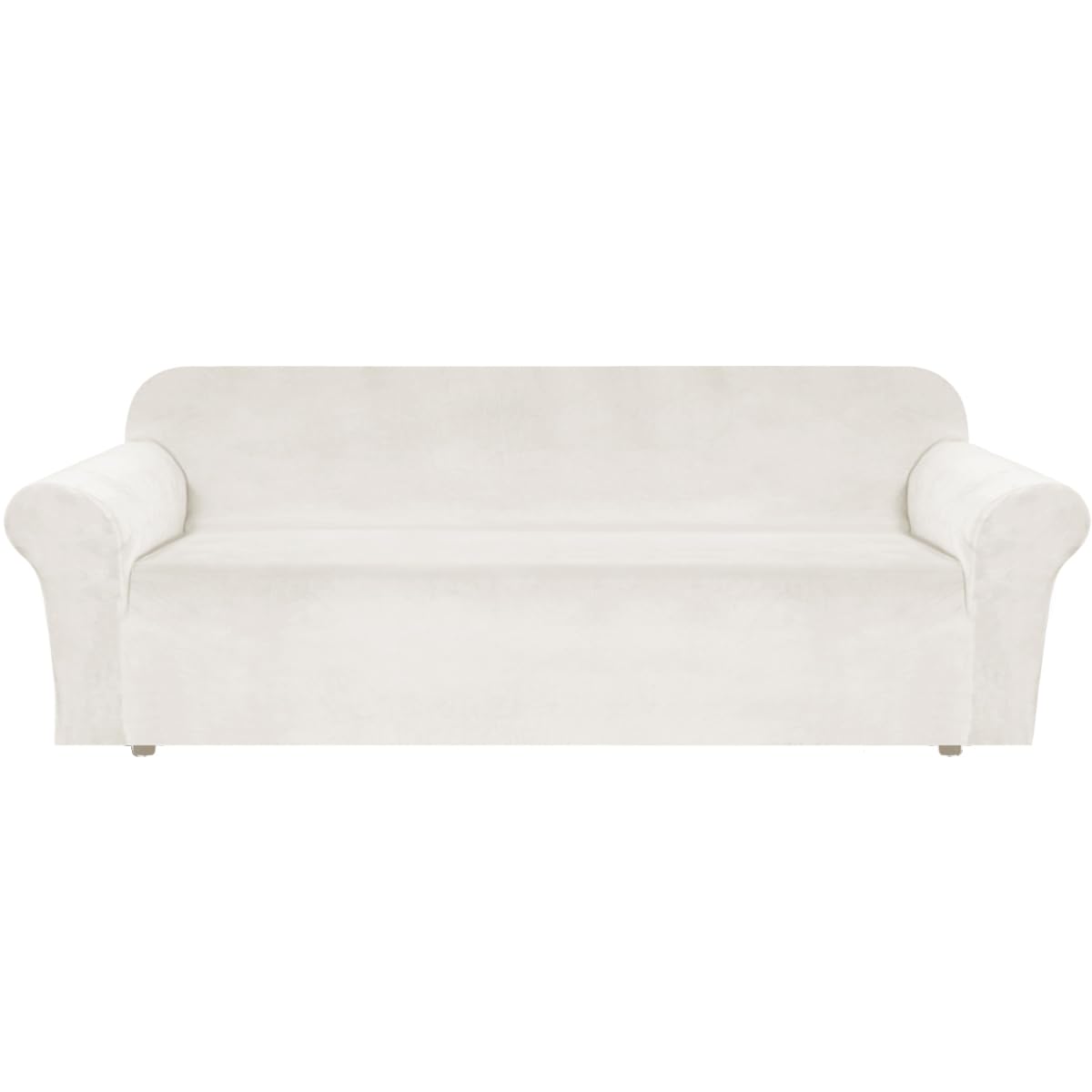 H.VERSAILTEX Stretch Velvet Sofa Covers for 3 Cushion Couch Covers Sofa Slipcovers Furniture Protector Soft with Non Slip Elastic Bottom, Crafted from Thick Comfy Rich Velour (Sofa 72"-90", Taupe)