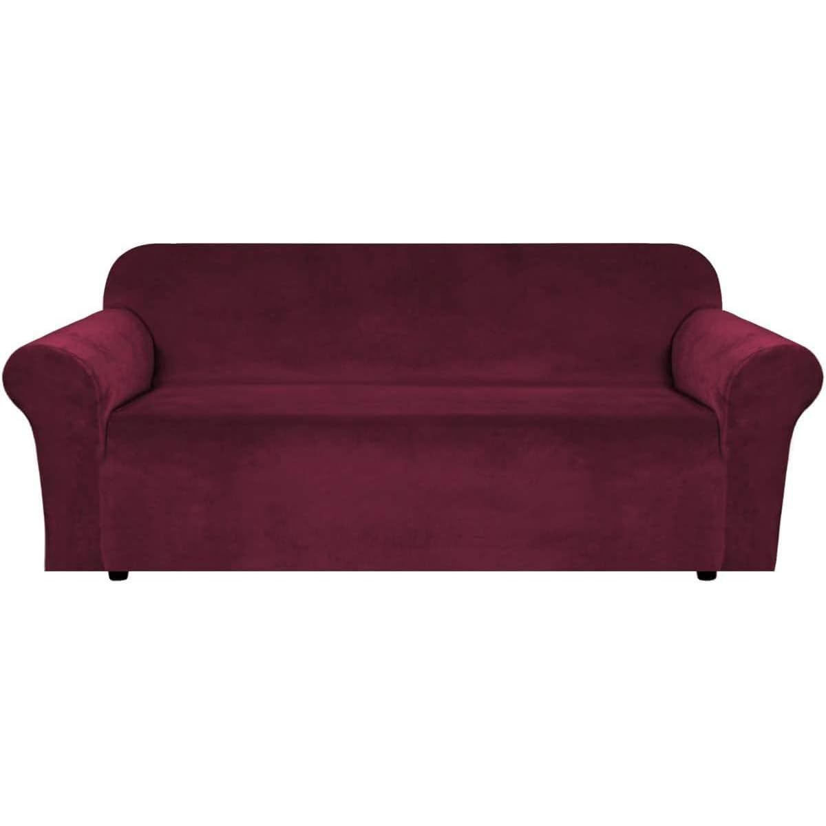 H.VERSAILTEX Stretch Velvet Sofa Covers for 3 Cushion Couch Covers Sofa Slipcovers Furniture Protector Soft with Non Slip Elastic Bottom, Crafted from Thick Comfy Rich Velour (Sofa 72"-90", Taupe)