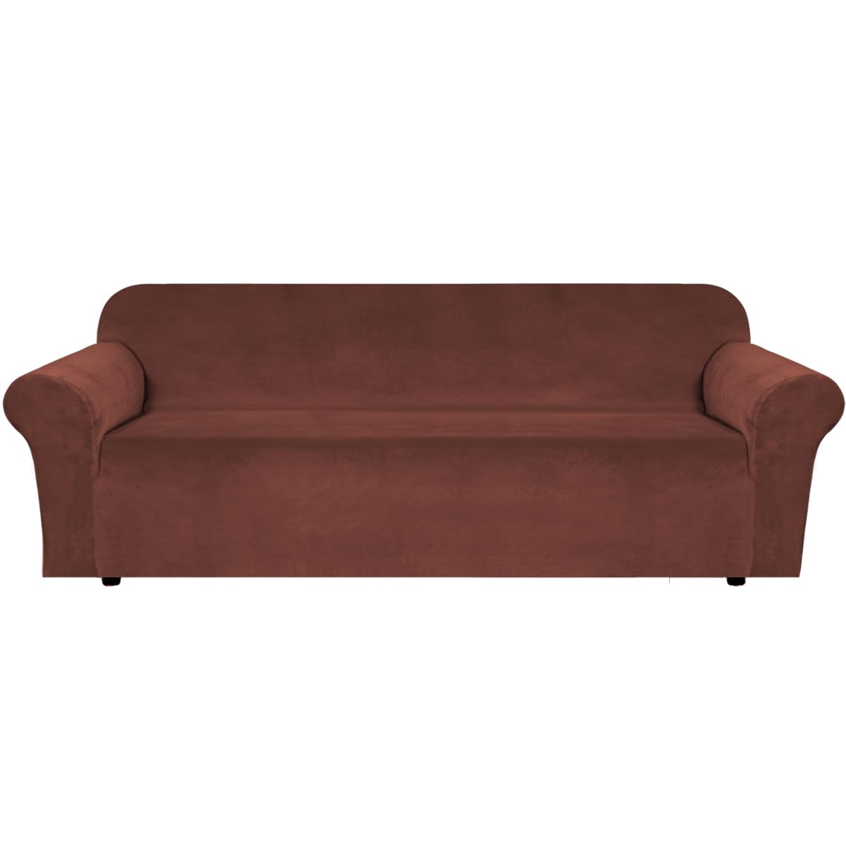 H.VERSAILTEX Stretch Velvet Sofa Covers for 3 Cushion Couch Covers Sofa Slipcovers Furniture Protector Soft with Non Slip Elastic Bottom, Crafted from Thick Comfy Rich Velour (Sofa 72"-90", Taupe)