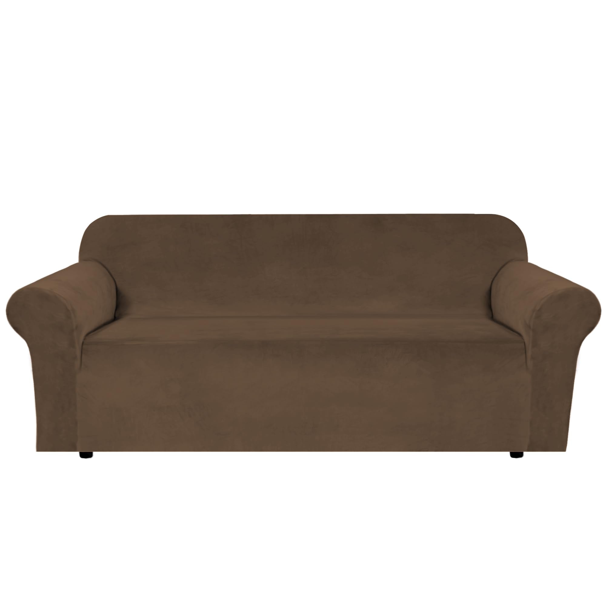 H.VERSAILTEX Stretch Velvet Sofa Covers for 3 Cushion Couch Covers Sofa Slipcovers Furniture Protector Soft with Non Slip Elastic Bottom, Crafted from Thick Comfy Rich Velour (Sofa 72"-90", Taupe)