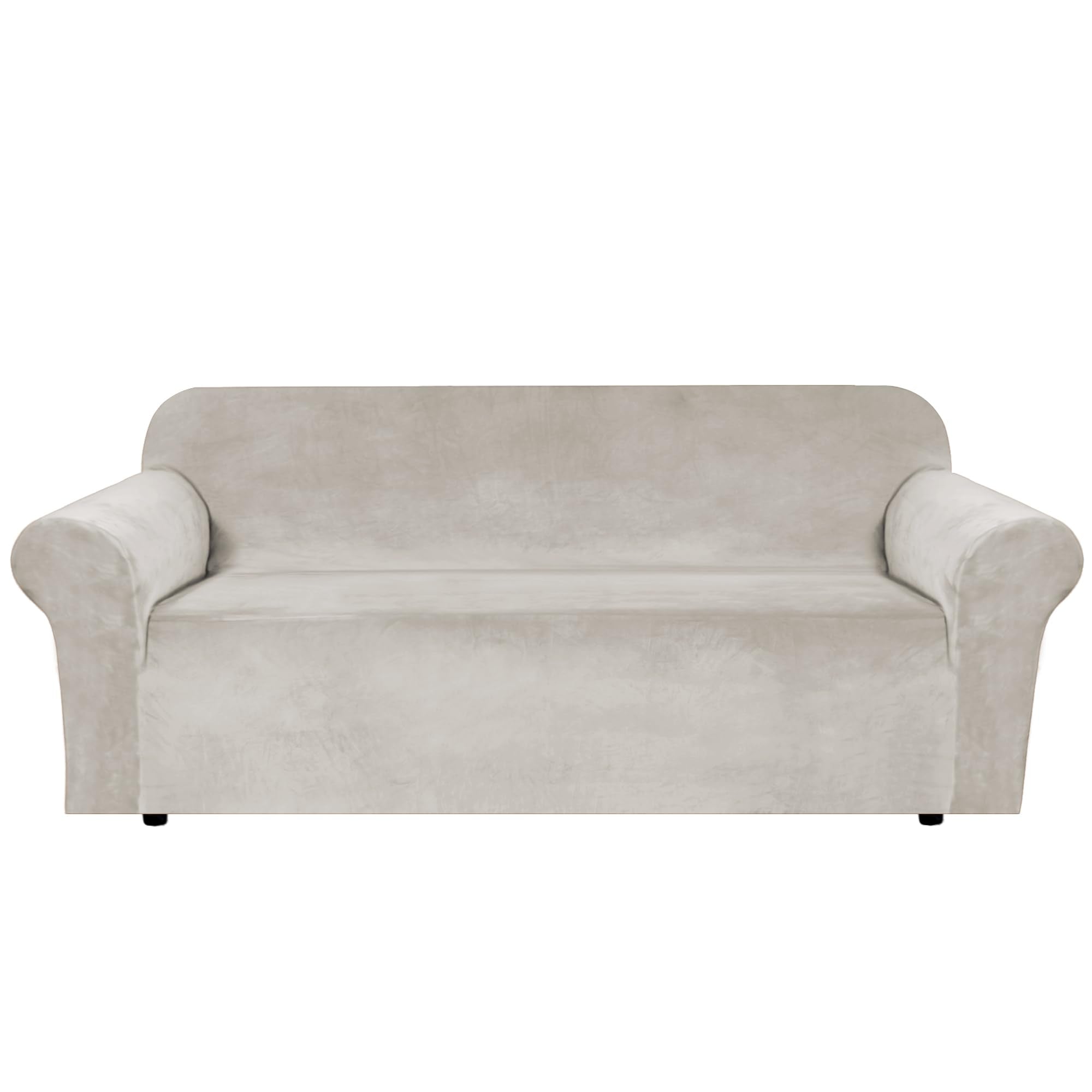 H.VERSAILTEX Stretch Velvet Sofa Covers for 3 Cushion Couch Covers Sofa Slipcovers Furniture Protector Soft with Non Slip Elastic Bottom, Crafted from Thick Comfy Rich Velour (Sofa 72"-90", Taupe)