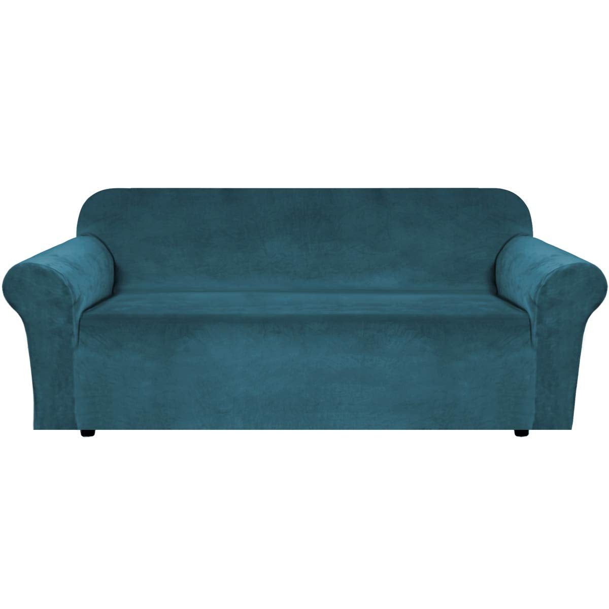 H.VERSAILTEX Stretch Velvet Sofa Covers for 3 Cushion Couch Covers Sofa Slipcovers Furniture Protector Soft with Non Slip Elastic Bottom, Crafted from Thick Comfy Rich Velour (Sofa 72"-90", Taupe)
