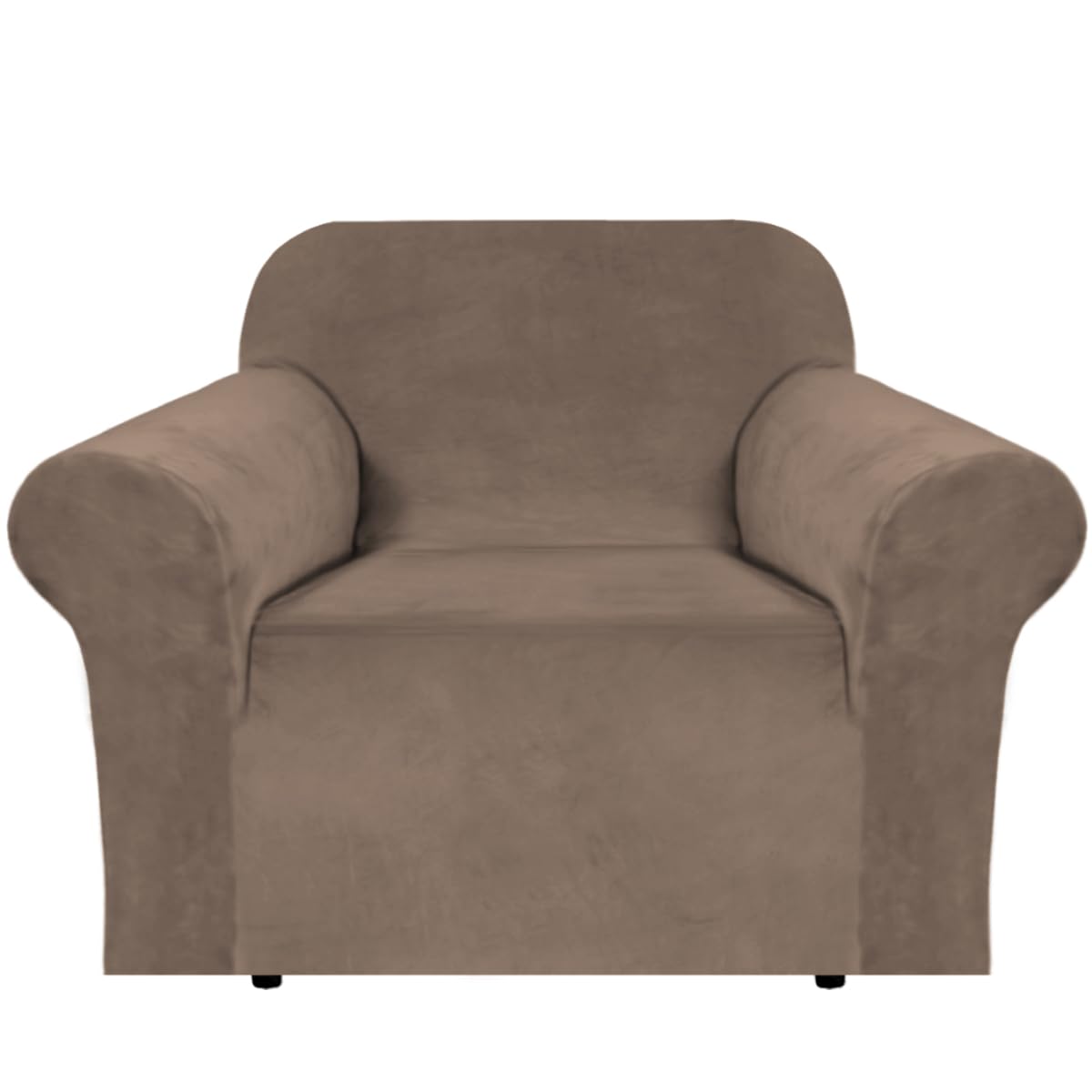 H.VERSAILTEX Stretch Velvet Sofa Covers for 3 Cushion Couch Covers Sofa Slipcovers Furniture Protector Soft with Non Slip Elastic Bottom, Crafted from Thick Comfy Rich Velour (Sofa 72"-90", Taupe)
