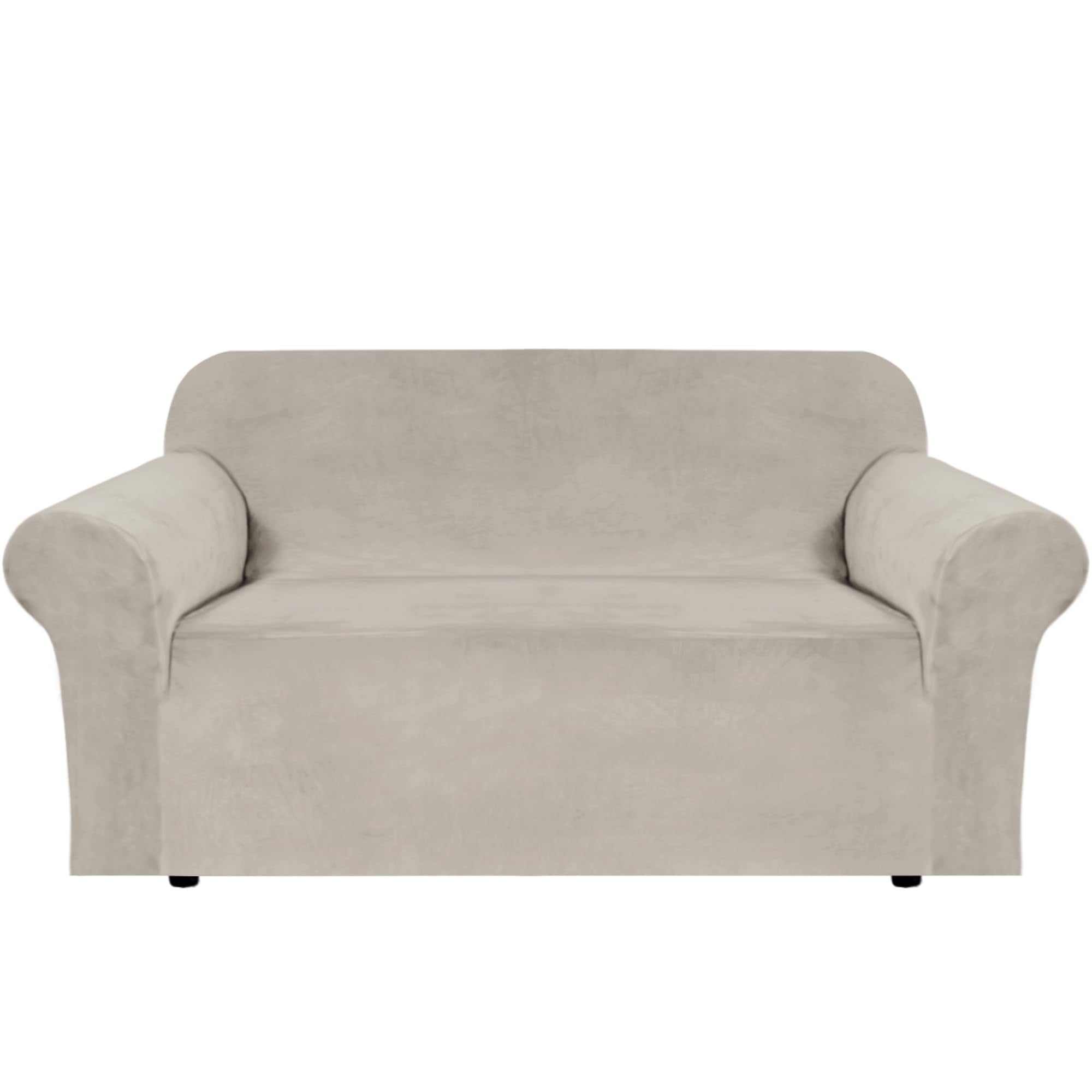 H.VERSAILTEX Stretch Velvet Sofa Covers for 3 Cushion Couch Covers Sofa Slipcovers Furniture Protector Soft with Non Slip Elastic Bottom, Crafted from Thick Comfy Rich Velour (Sofa 72"-90", Taupe)