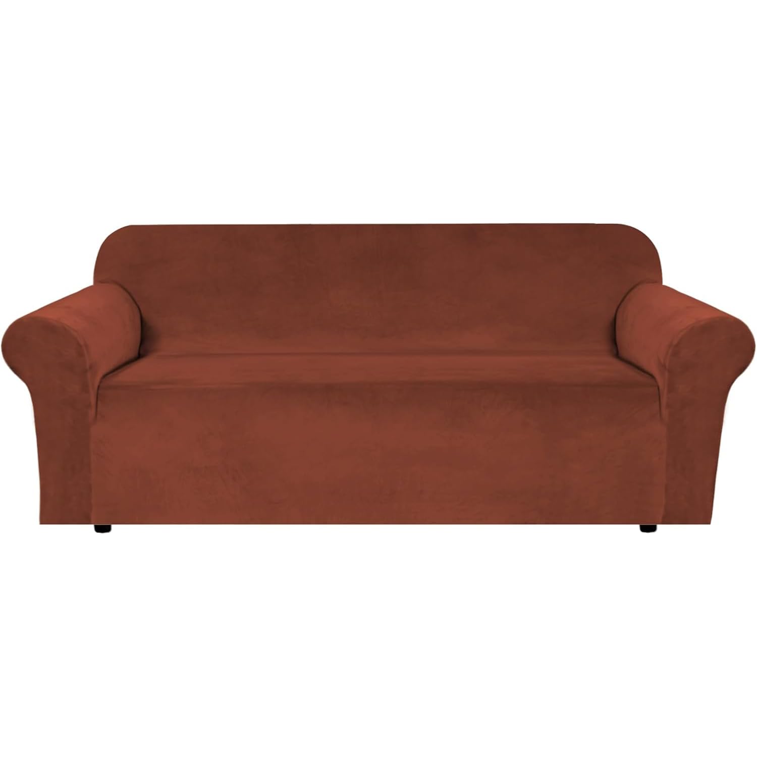 H.VERSAILTEX Stretch Velvet Sofa Covers for 3 Cushion Couch Covers Sofa Slipcovers Furniture Protector Soft with Non Slip Elastic Bottom, Crafted from Thick Comfy Rich Velour (Sofa 72"-90", Taupe)