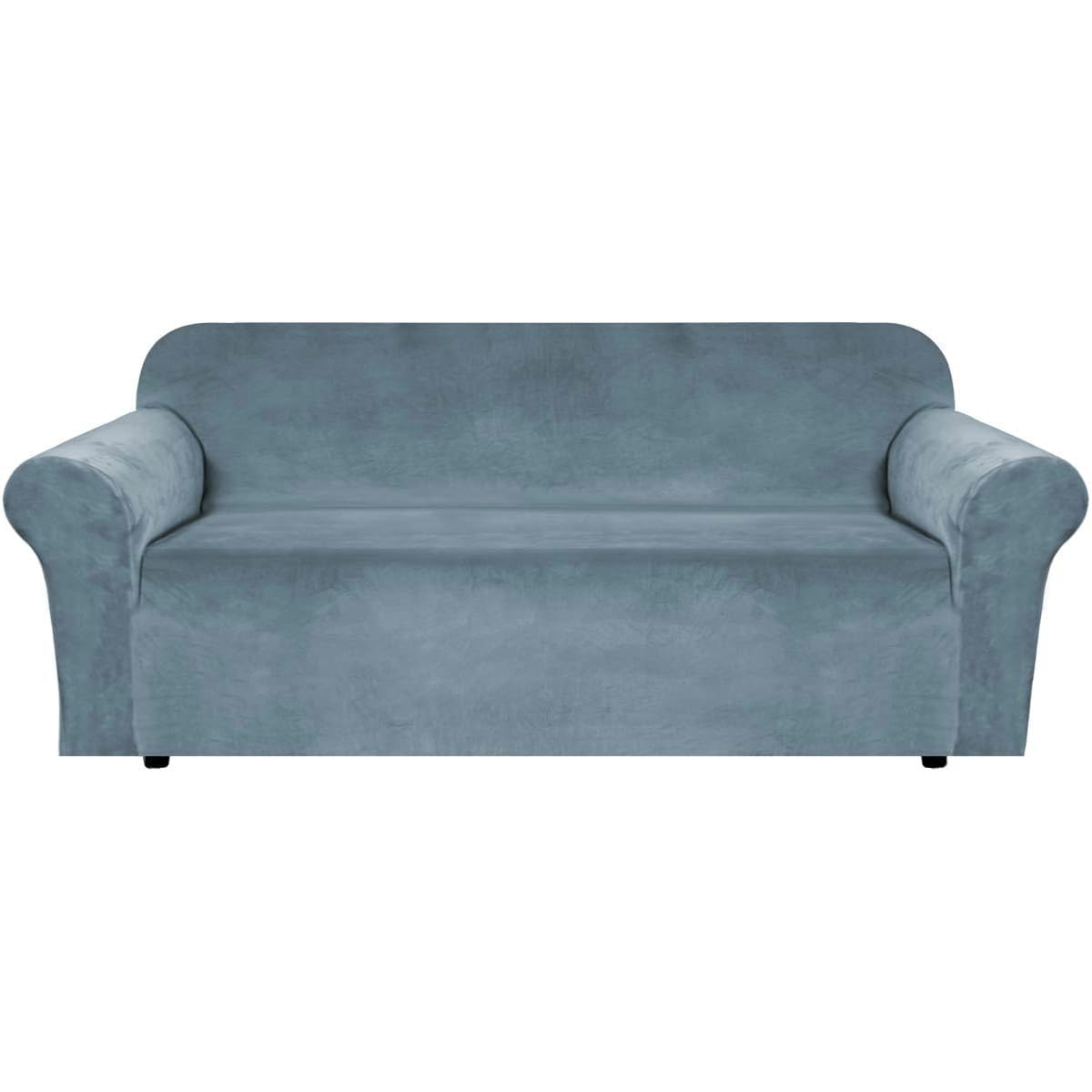 H.VERSAILTEX Stretch Velvet Sofa Covers for 3 Cushion Couch Covers Sofa Slipcovers Furniture Protector Soft with Non Slip Elastic Bottom, Crafted from Thick Comfy Rich Velour (Sofa 72"-90", Taupe)