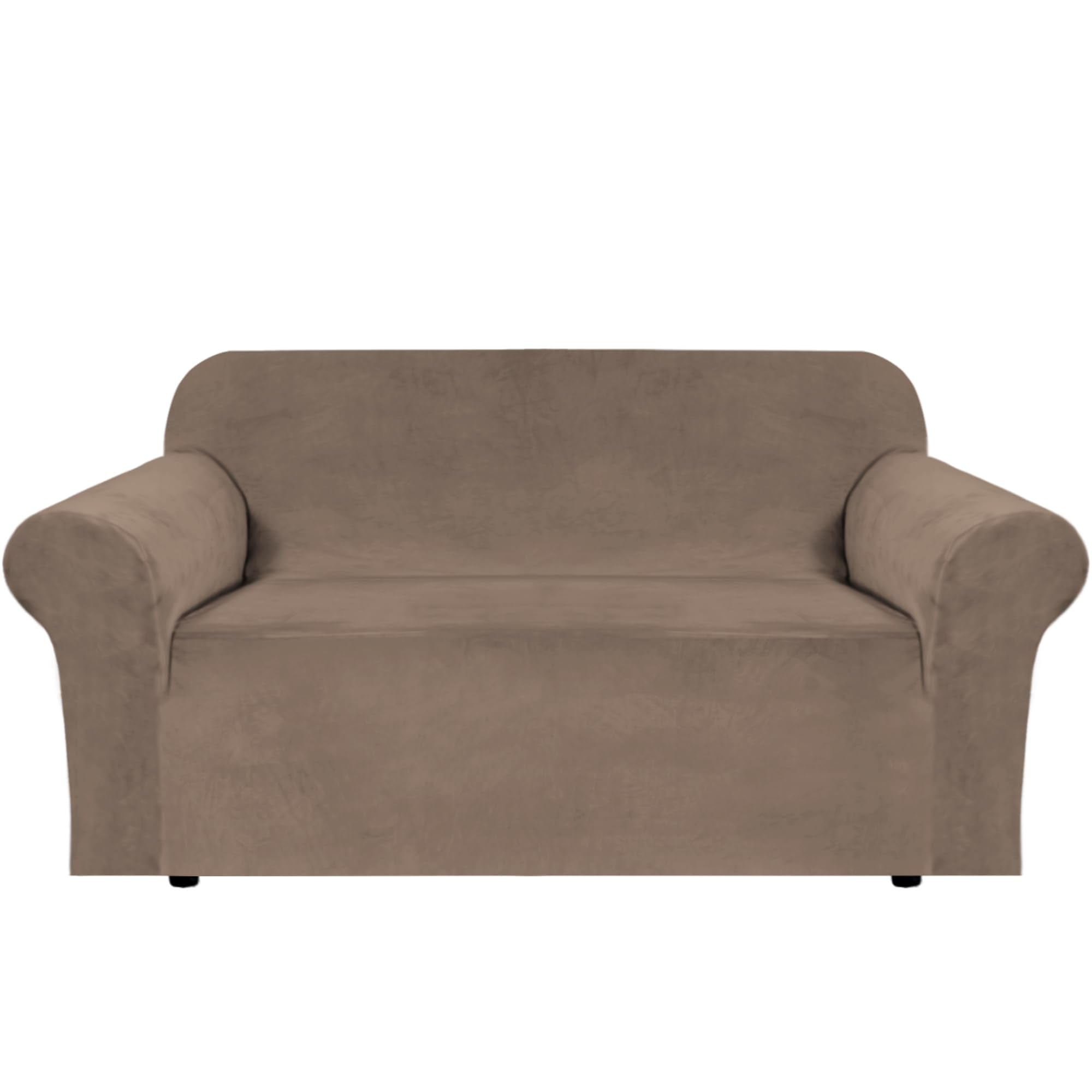 H.VERSAILTEX Stretch Velvet Sofa Covers for 3 Cushion Couch Covers Sofa Slipcovers Furniture Protector Soft with Non Slip Elastic Bottom, Crafted from Thick Comfy Rich Velour (Sofa 72"-90", Taupe)