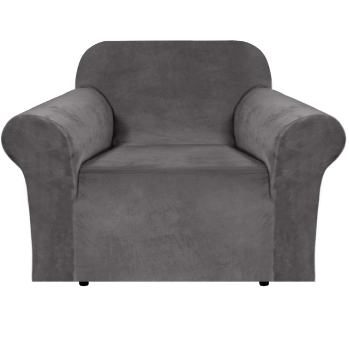 H.VERSAILTEX Stretch Velvet Sofa Covers for 3 Cushion Couch Covers Sofa Slipcovers Furniture Protector Soft with Non Slip Elastic Bottom, Crafted from Thick Comfy Rich Velour (Sofa 72"-90", Taupe)