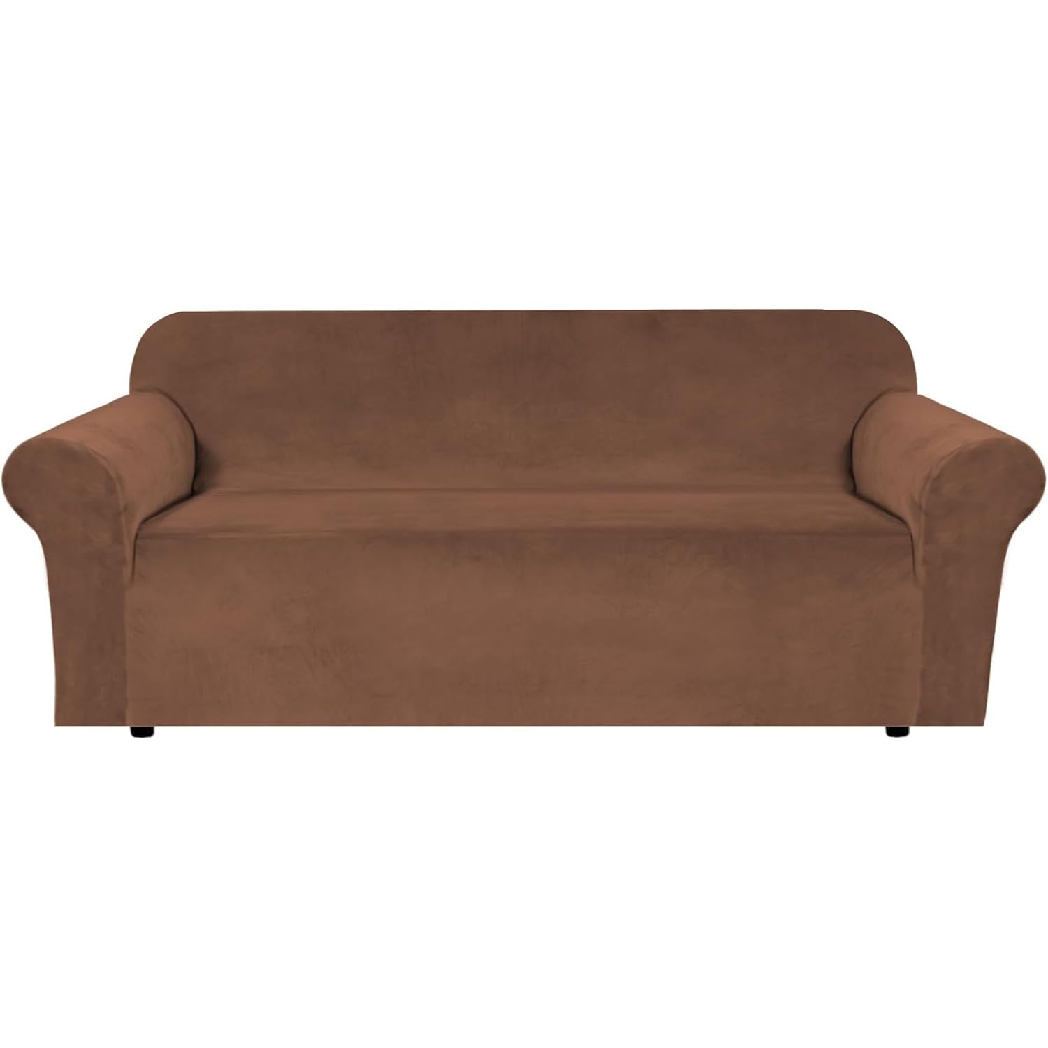H.VERSAILTEX Stretch Velvet Sofa Covers for 3 Cushion Couch Covers Sofa Slipcovers Furniture Protector Soft with Non Slip Elastic Bottom, Crafted from Thick Comfy Rich Velour (Sofa 72"-90", Taupe)