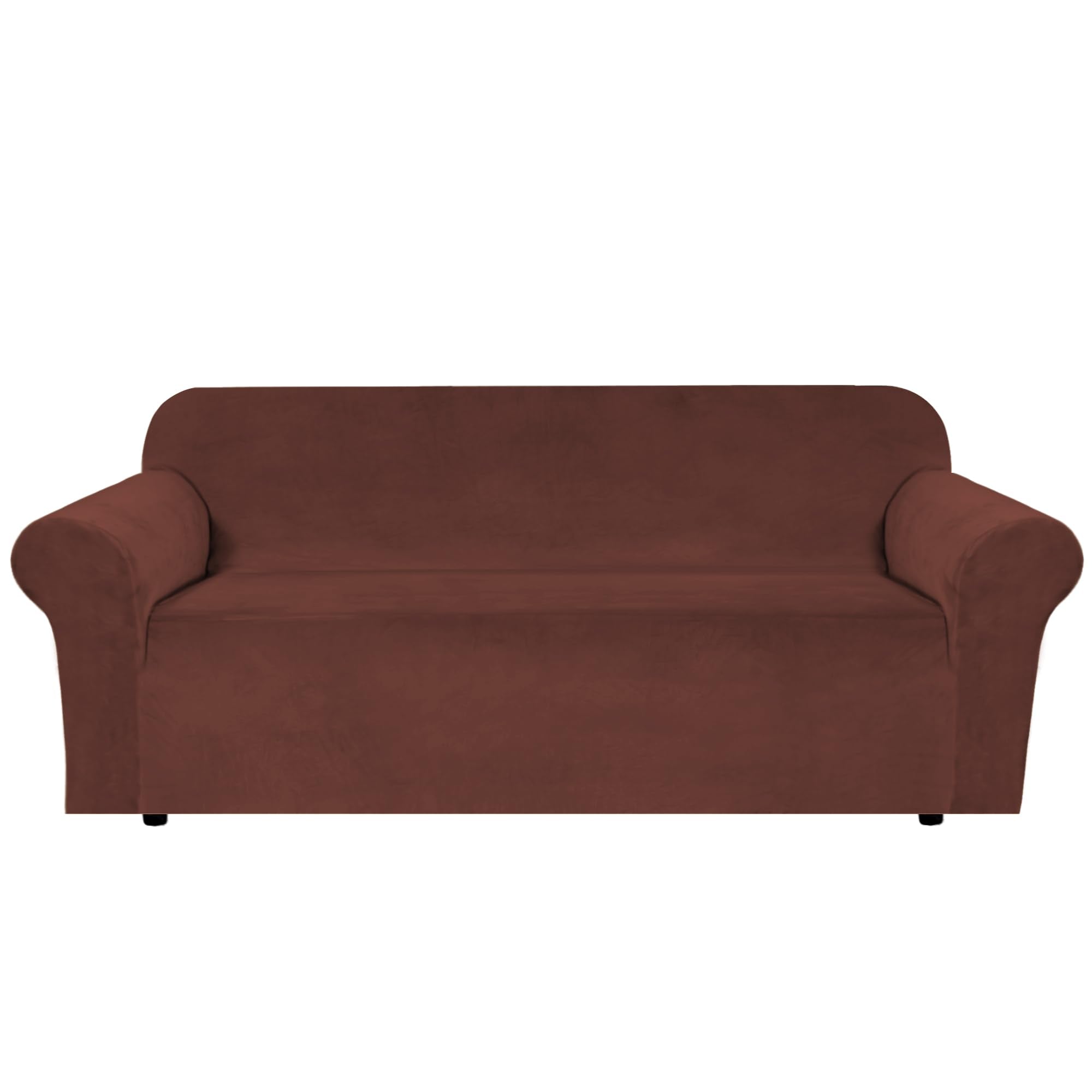 H.VERSAILTEX Stretch Velvet Sofa Covers for 3 Cushion Couch Covers Sofa Slipcovers Furniture Protector Soft with Non Slip Elastic Bottom, Crafted from Thick Comfy Rich Velour (Sofa 72"-90", Taupe)