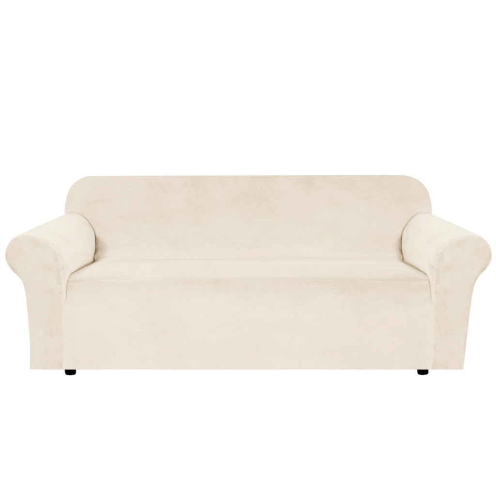 H.VERSAILTEX Stretch Velvet Sofa Covers for 3 Cushion Couch Covers Sofa Slipcovers Furniture Protector Soft with Non Slip Elastic Bottom, Crafted from Thick Comfy Rich Velour (Sofa 72"-90", Taupe)