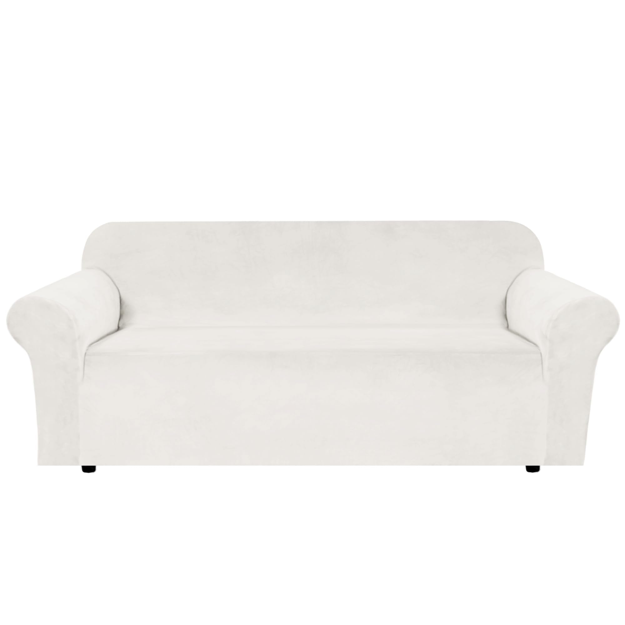 H.VERSAILTEX Stretch Velvet Sofa Covers for 3 Cushion Couch Covers Sofa Slipcovers Furniture Protector Soft with Non Slip Elastic Bottom, Crafted from Thick Comfy Rich Velour (Sofa 72"-90", Taupe)