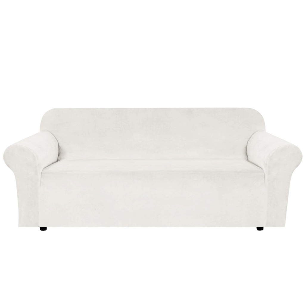 H.VERSAILTEX Stretch Velvet Sofa Covers for 3 Cushion Couch Covers Sofa Slipcovers Furniture Protector Soft with Non Slip Elastic Bottom, Crafted from Thick Comfy Rich Velour (Sofa 72"-90", Taupe)