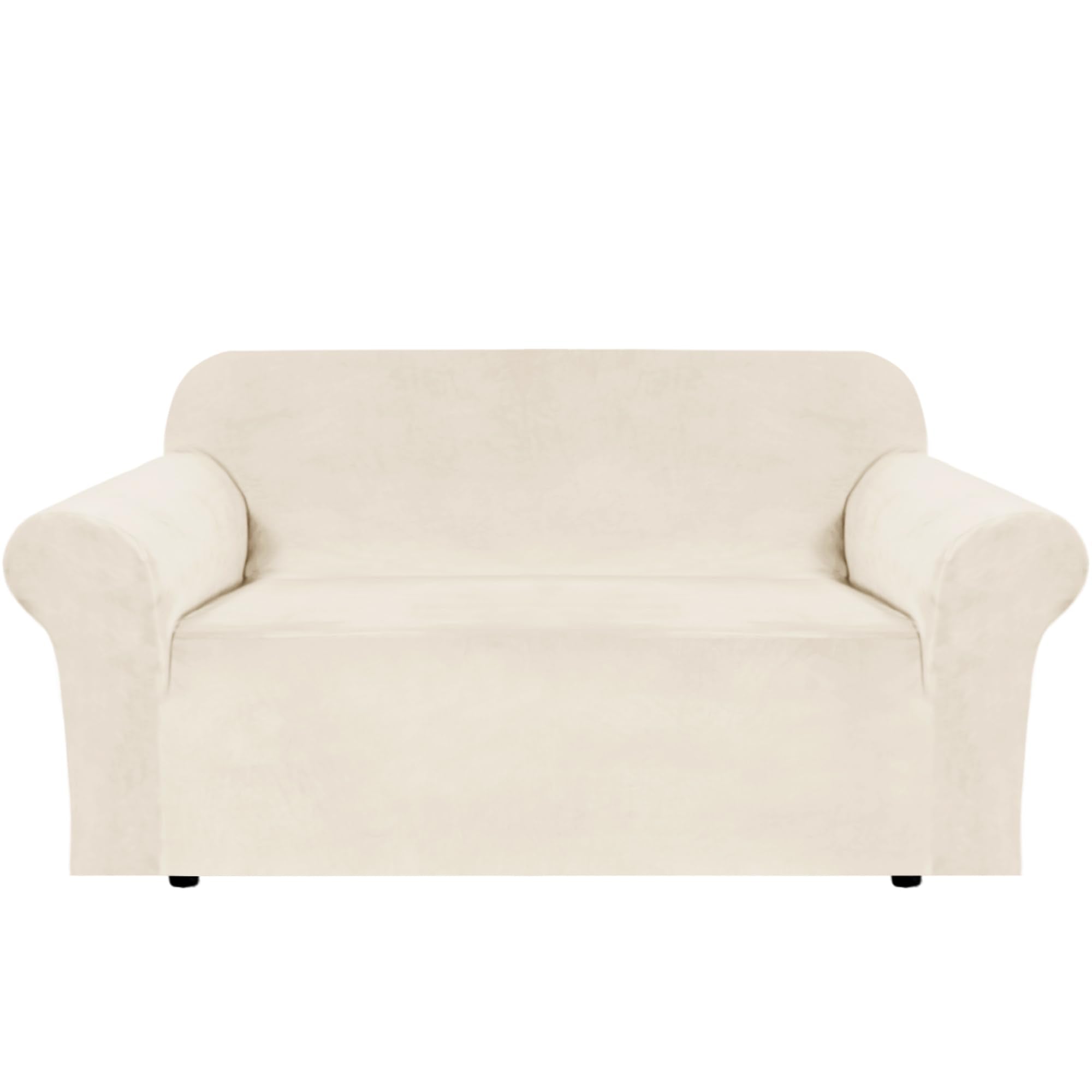 H.VERSAILTEX Stretch Velvet Sofa Covers for 3 Cushion Couch Covers Sofa Slipcovers Furniture Protector Soft with Non Slip Elastic Bottom, Crafted from Thick Comfy Rich Velour (Sofa 72"-90", Taupe)