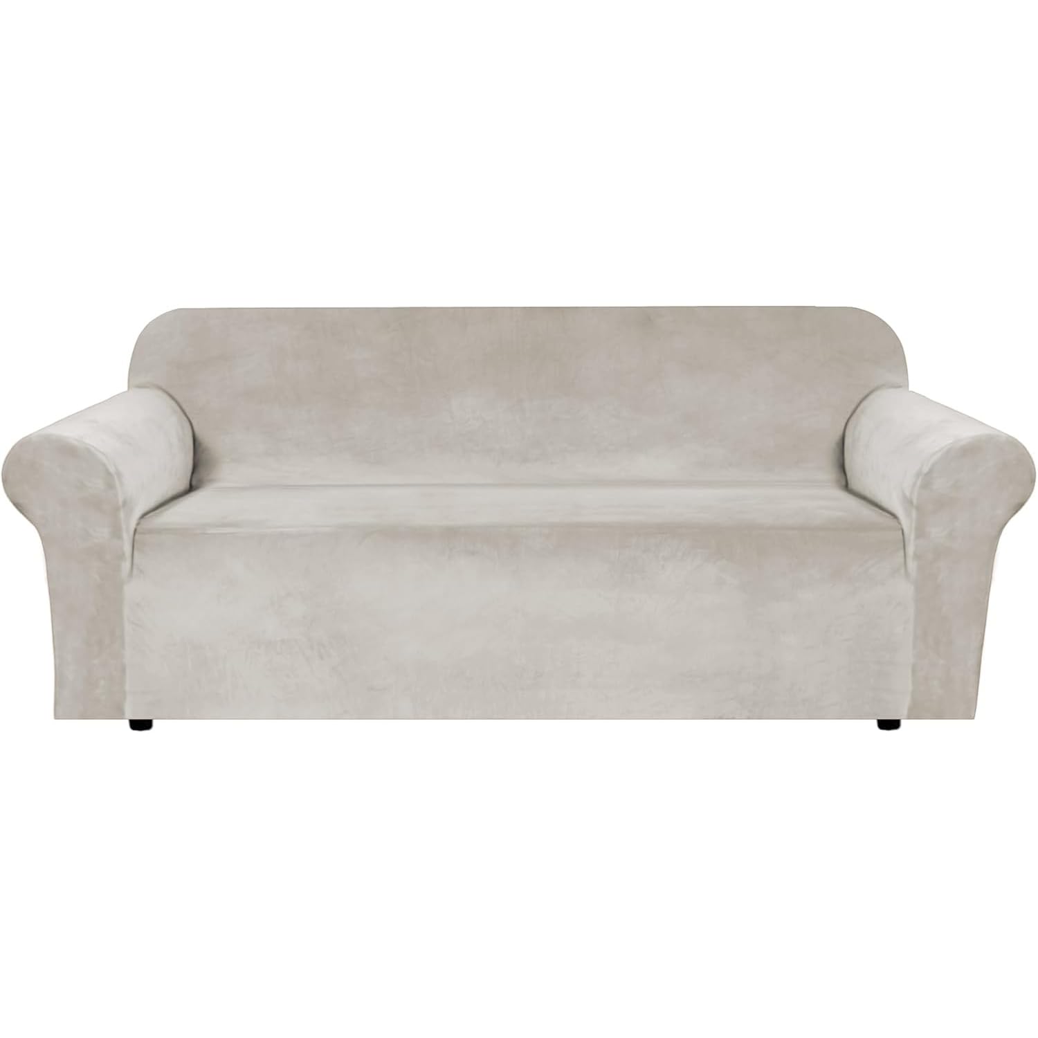 H.VERSAILTEX Stretch Velvet Sofa Covers for 3 Cushion Couch Covers Sofa Slipcovers Furniture Protector Soft with Non Slip Elastic Bottom, Crafted from Thick Comfy Rich Velour (Sofa 72"-90", Taupe)
