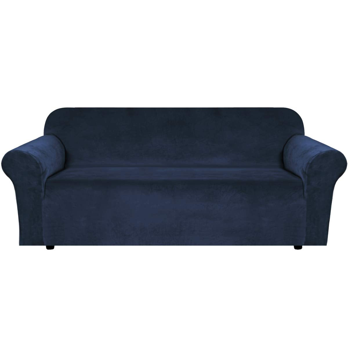 H.VERSAILTEX Stretch Velvet Sofa Covers for 3 Cushion Couch Covers Sofa Slipcovers Furniture Protector Soft with Non Slip Elastic Bottom, Crafted from Thick Comfy Rich Velour (Sofa 72"-90", Taupe)