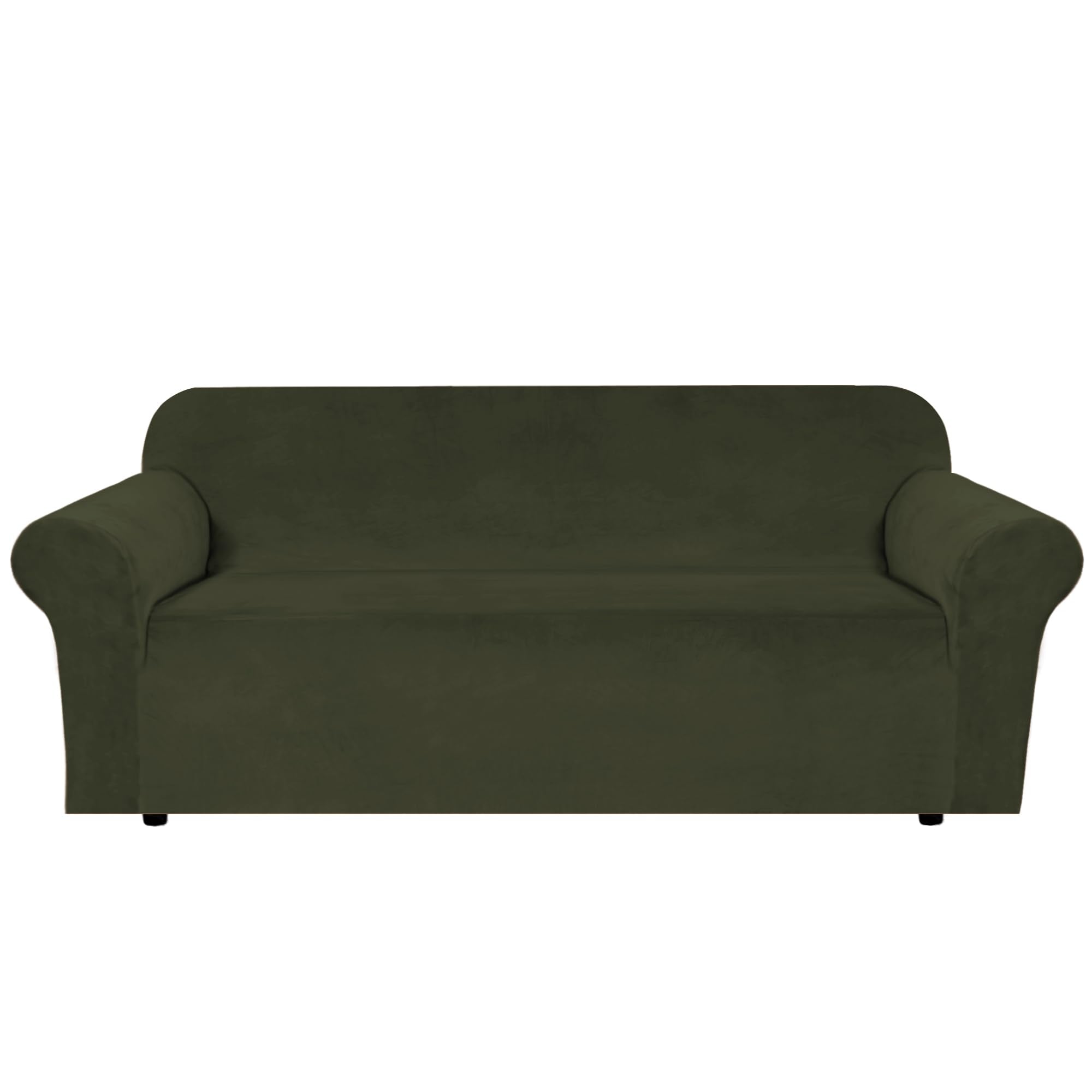 H.VERSAILTEX Stretch Velvet Sofa Covers for 3 Cushion Couch Covers Sofa Slipcovers Furniture Protector Soft with Non Slip Elastic Bottom, Crafted from Thick Comfy Rich Velour (Sofa 72"-90", Taupe)