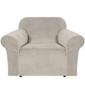 H.VERSAILTEX Stretch Velvet Sofa Covers for 3 Cushion Couch Covers Sofa Slipcovers Furniture Protector Soft with Non Slip Elastic Bottom, Crafted from Thick Comfy Rich Velour (Sofa 72"-90", Taupe)