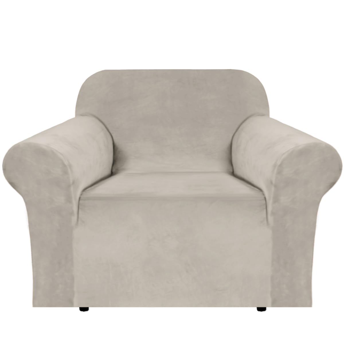 H.VERSAILTEX Stretch Velvet Sofa Covers for 3 Cushion Couch Covers Sofa Slipcovers Furniture Protector Soft with Non Slip Elastic Bottom, Crafted from Thick Comfy Rich Velour (Sofa 72"-90", Taupe)