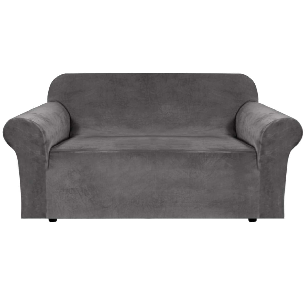 H.VERSAILTEX Stretch Velvet Sofa Covers for 3 Cushion Couch Covers Sofa Slipcovers Furniture Protector Soft with Non Slip Elastic Bottom, Crafted from Thick Comfy Rich Velour (Sofa 72"-90", Taupe)