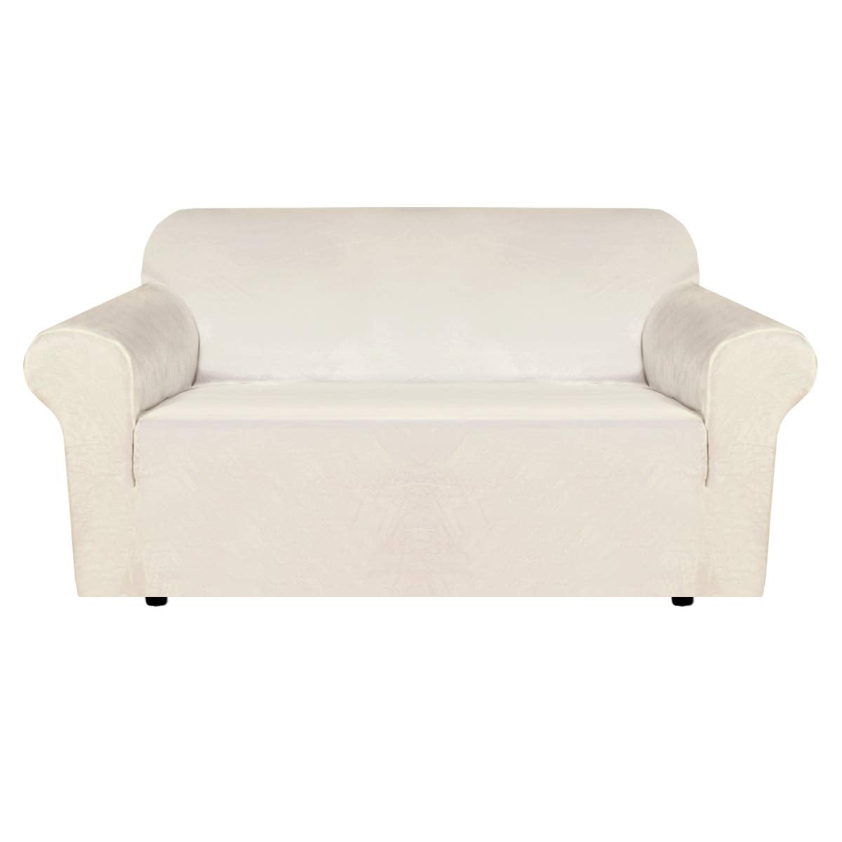H.VERSAILTEX Stretch Velvet Sofa Covers for 3 Cushion Couch Covers Sofa Slipcovers Furniture Protector Soft with Non Slip Elastic Bottom, Crafted from Thick Comfy Rich Velour (Sofa 72"-90", Taupe)