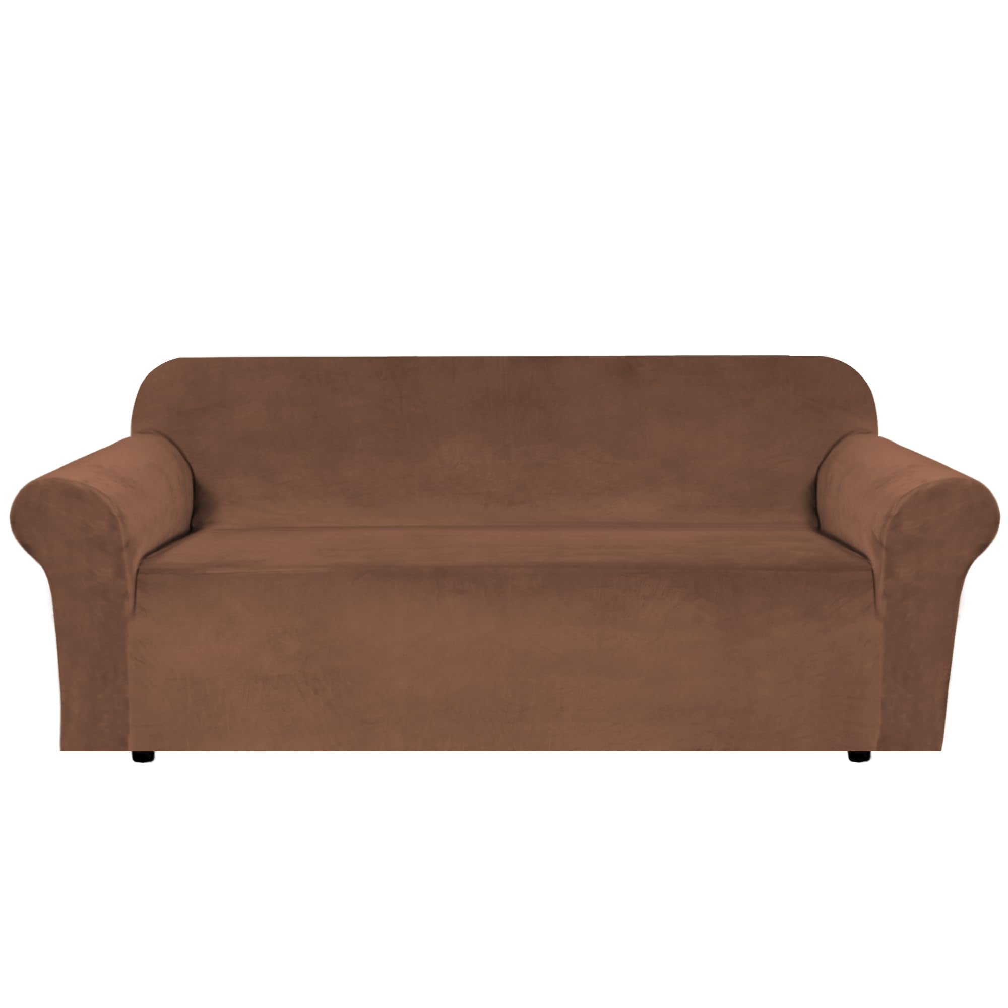 H.VERSAILTEX Stretch Velvet Sofa Covers for 3 Cushion Couch Covers Sofa Slipcovers Furniture Protector Soft with Non Slip Elastic Bottom, Crafted from Thick Comfy Rich Velour (Sofa 72"-90", Taupe)