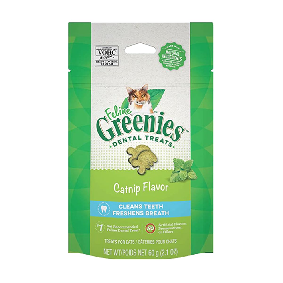 Greenies Cat Treats, Feline Veterinarian-Recommended Adult Natural Dental Treats, Catnip Flavor, 9.75 oz. Tub