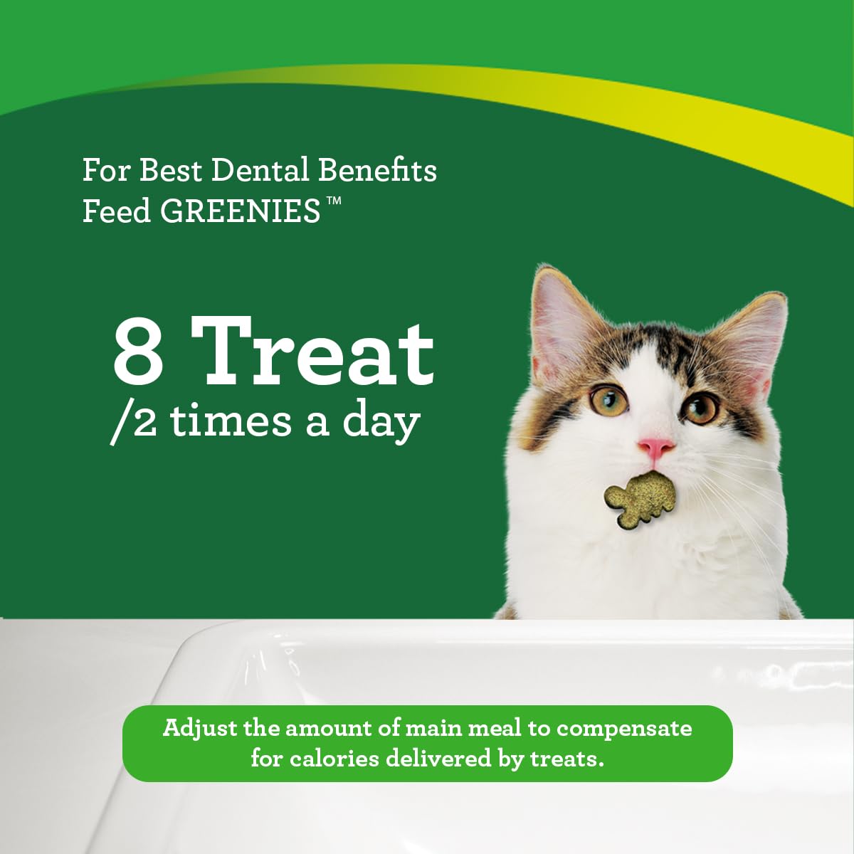 Greenies Cat Treats, Feline Veterinarian-Recommended Adult Natural Dental Treats, Catnip Flavor, 9.75 oz. Tub