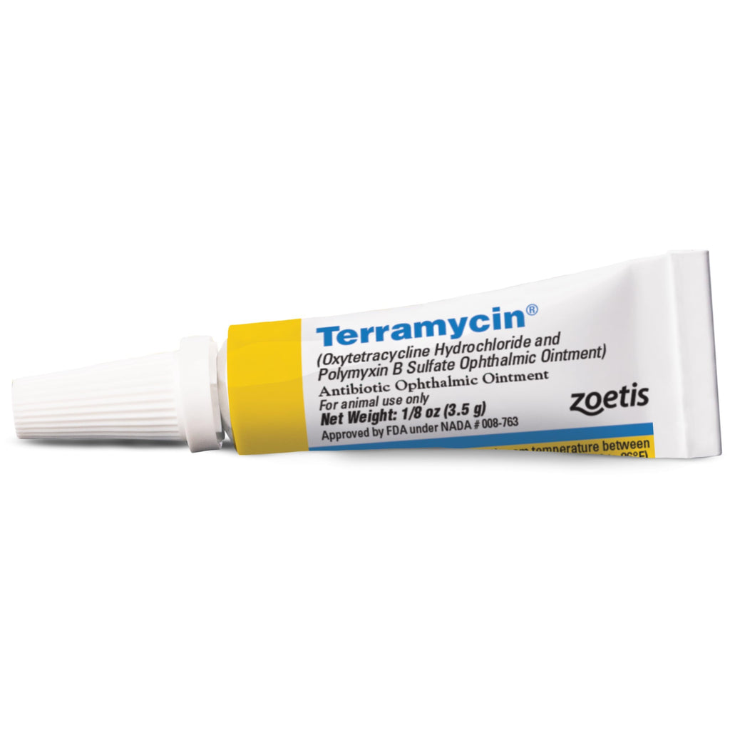 Terramycin Antibiotic Ointment for Eye Infection Treatment in Dogs, Cats, Cattle, Horses, and Sheep, 0.125oz Tube