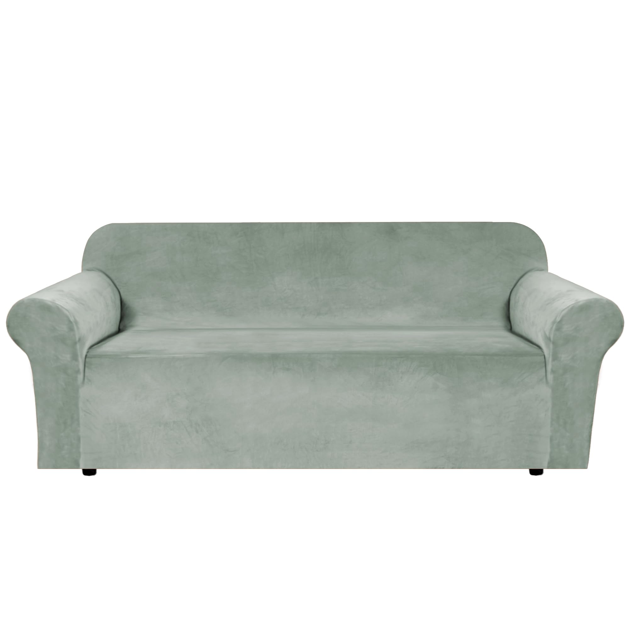 H.VERSAILTEX Stretch Velvet Sofa Covers for 3 Cushion Couch Covers Sofa Slipcovers Furniture Protector Soft with Non Slip Elastic Bottom, Crafted from Thick Comfy Rich Velour (Sofa 72"-90", Taupe)