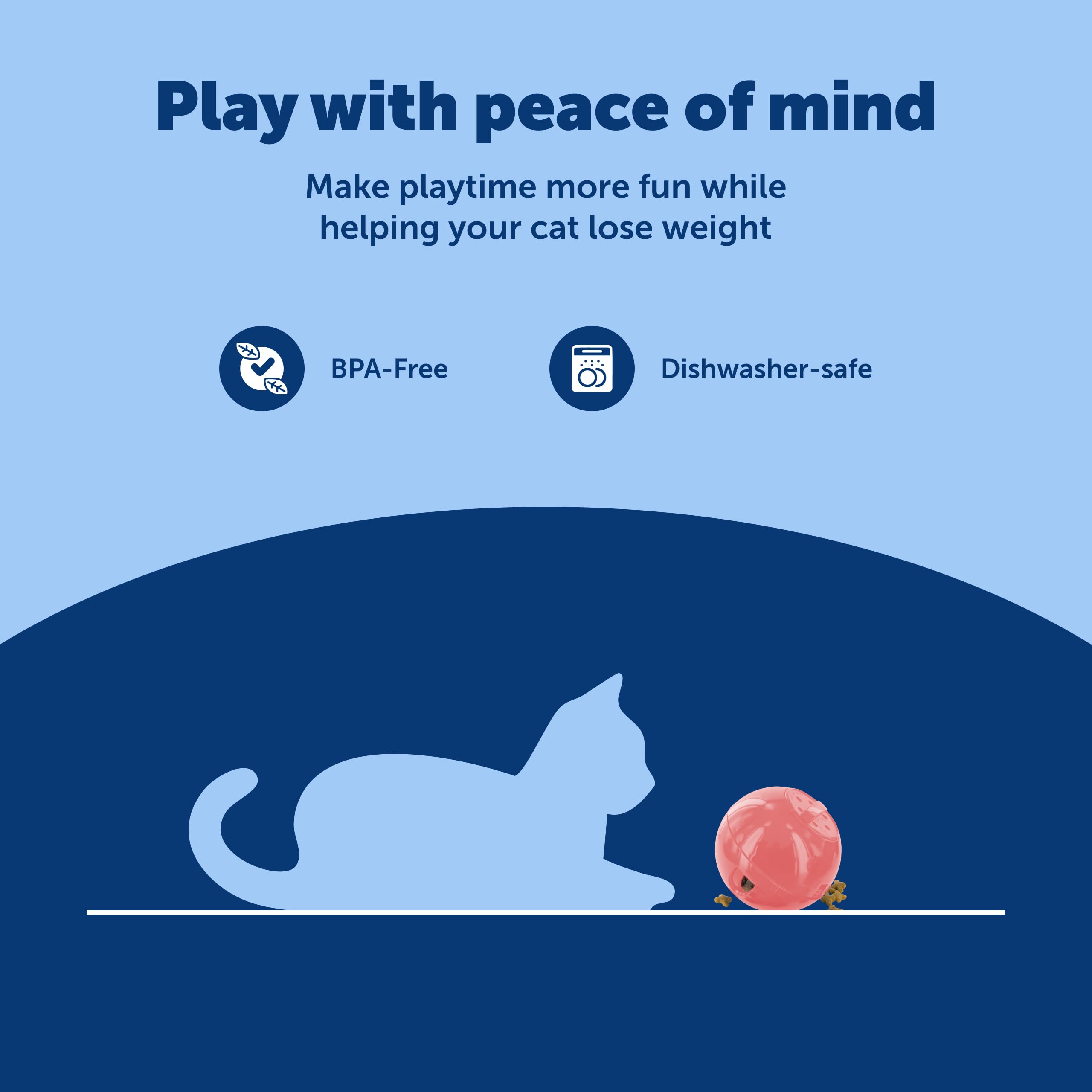 PetSafe SlimCat Interactive Feeder - Combines Play with Mealtime - Adjustable Portions - BPA-Free Plastic - Slow Feeder for Digestion - Lightweight, Dishwasher-Safe Toy - Blue