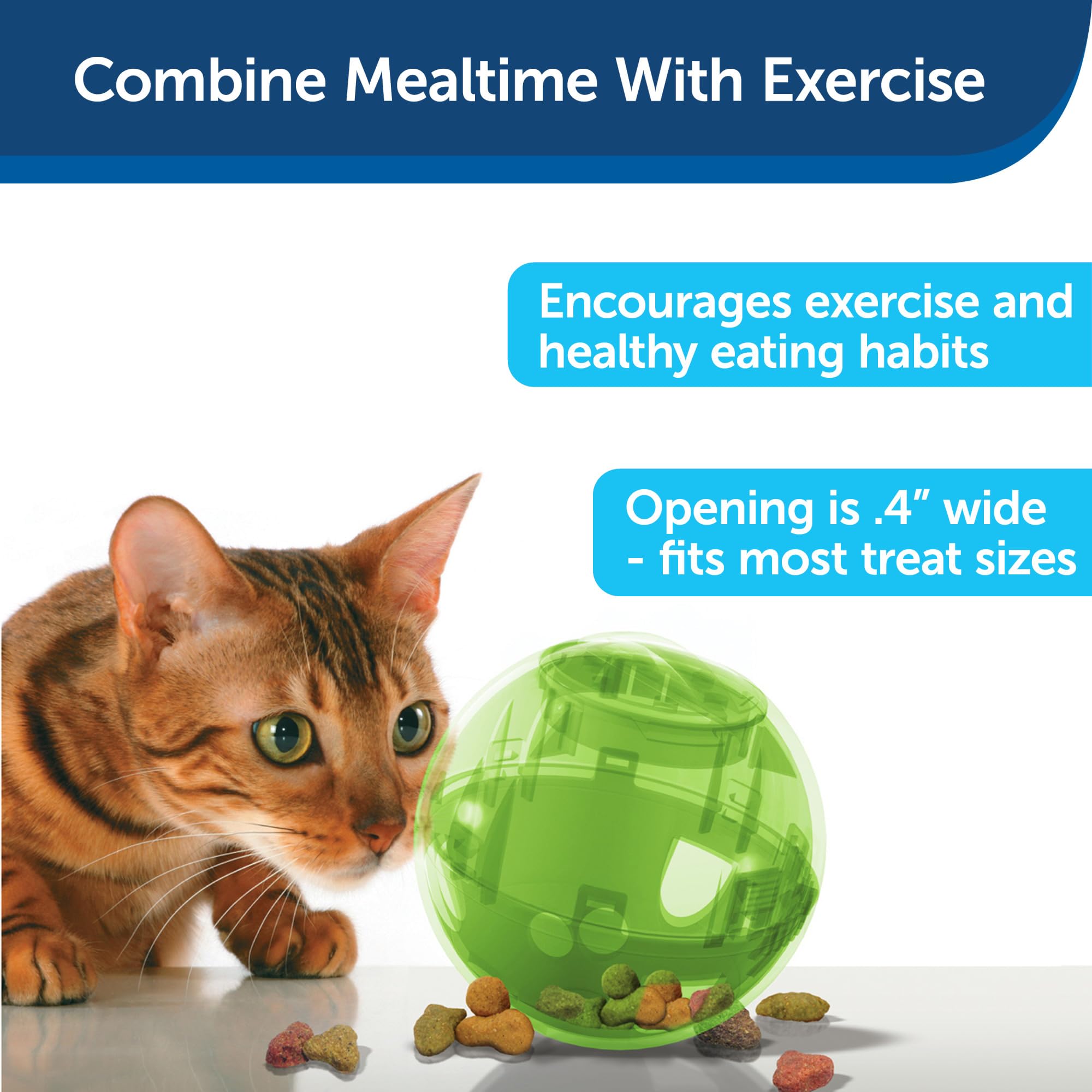 PetSafe SlimCat Interactive Feeder - Combines Play with Mealtime - Adjustable Portions - BPA-Free Plastic - Slow Feeder for Digestion - Lightweight, Dishwasher-Safe Toy - Blue