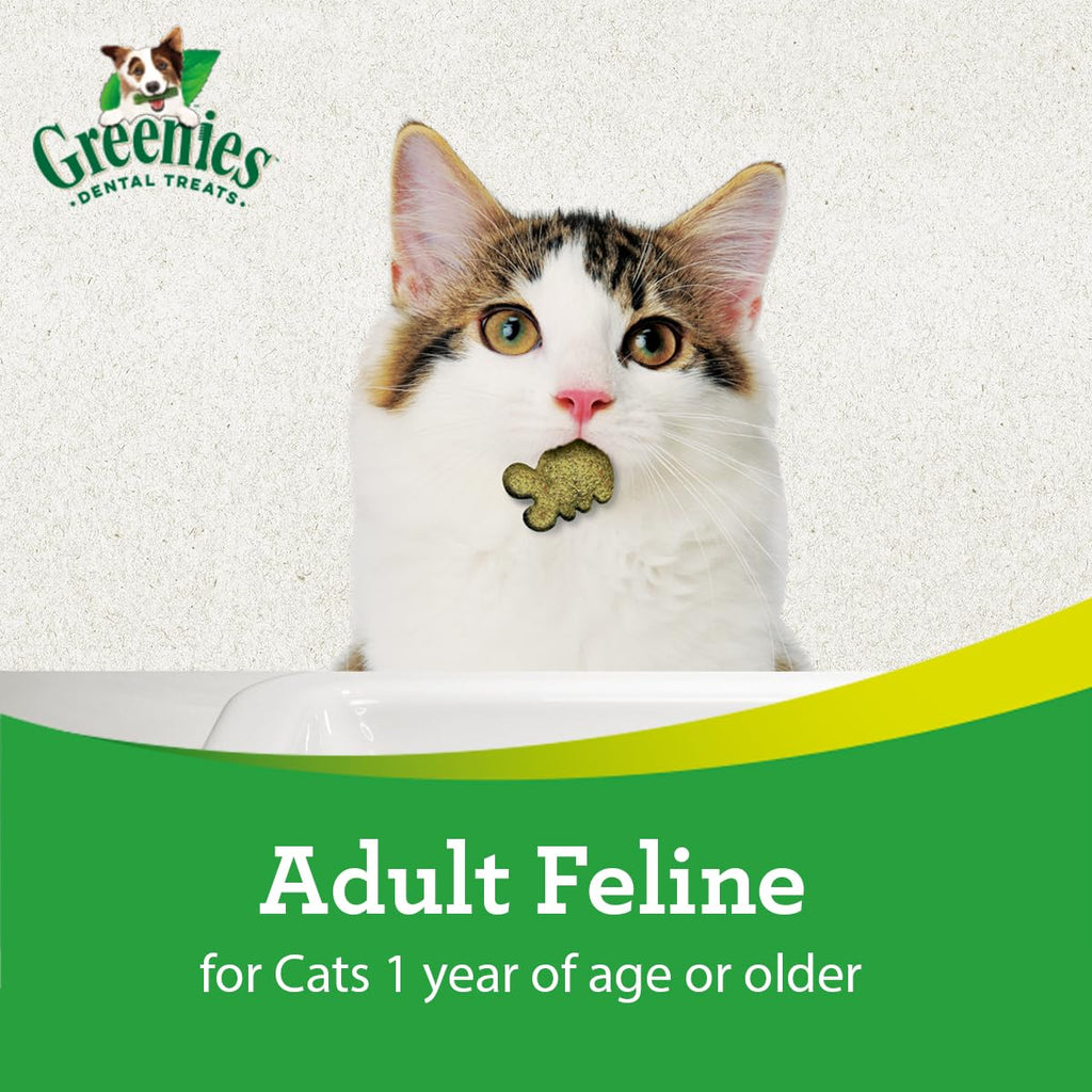Greenies Cat Treats, Feline Veterinarian-Recommended Adult Natural Dental Treats, Catnip Flavor, 9.75 oz. Tub