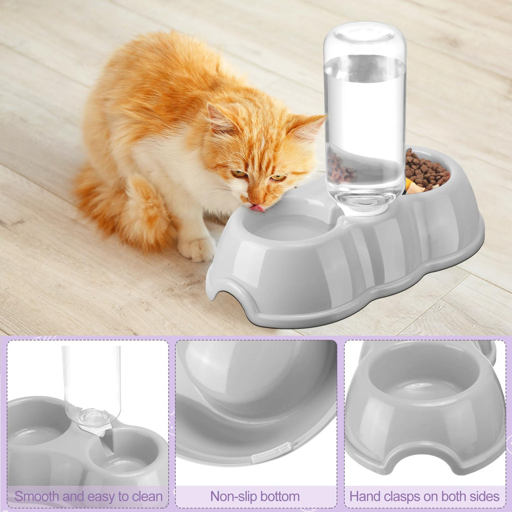 7 Pcs Small Cat Kitten Starter Kit Cat Litter Box with Shovel Paw Litter Mat Double Automatic Kitten Bowls Toy Teaser Stick Collar Essentials Kits for 1-3 Lbs Beginner(Simple,Blue)