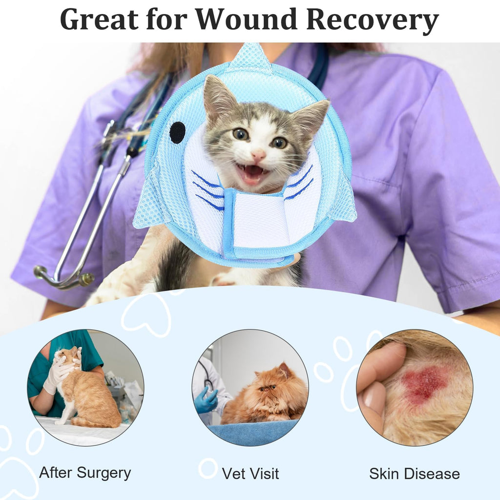 Cat Recovery Collar Adjustable Breathable Lightweight Cat Cone Protective Cats to Stop Licking Scratching After Surgery for Cats Kittens Pets