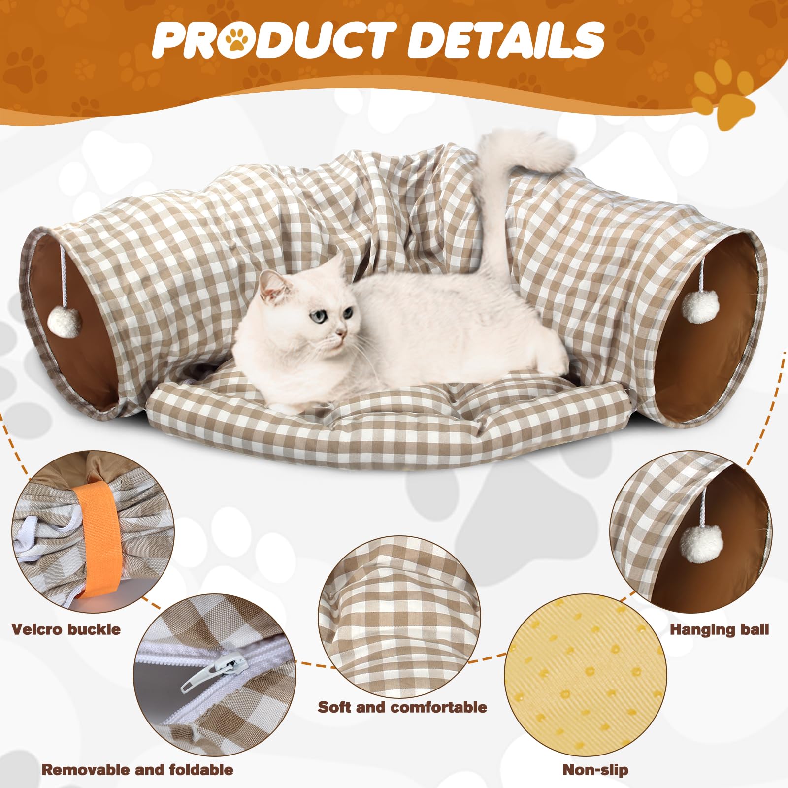 Spardar Bunny Tunnel Bed, 2-in-1 Collapsible Tunnel Tubes Toys, Washable, with Removable Mat Hideout, Interactive Toys for Rabbits Chinchilla Hedgehog Guinea Pigs Kitty, Matcha Green