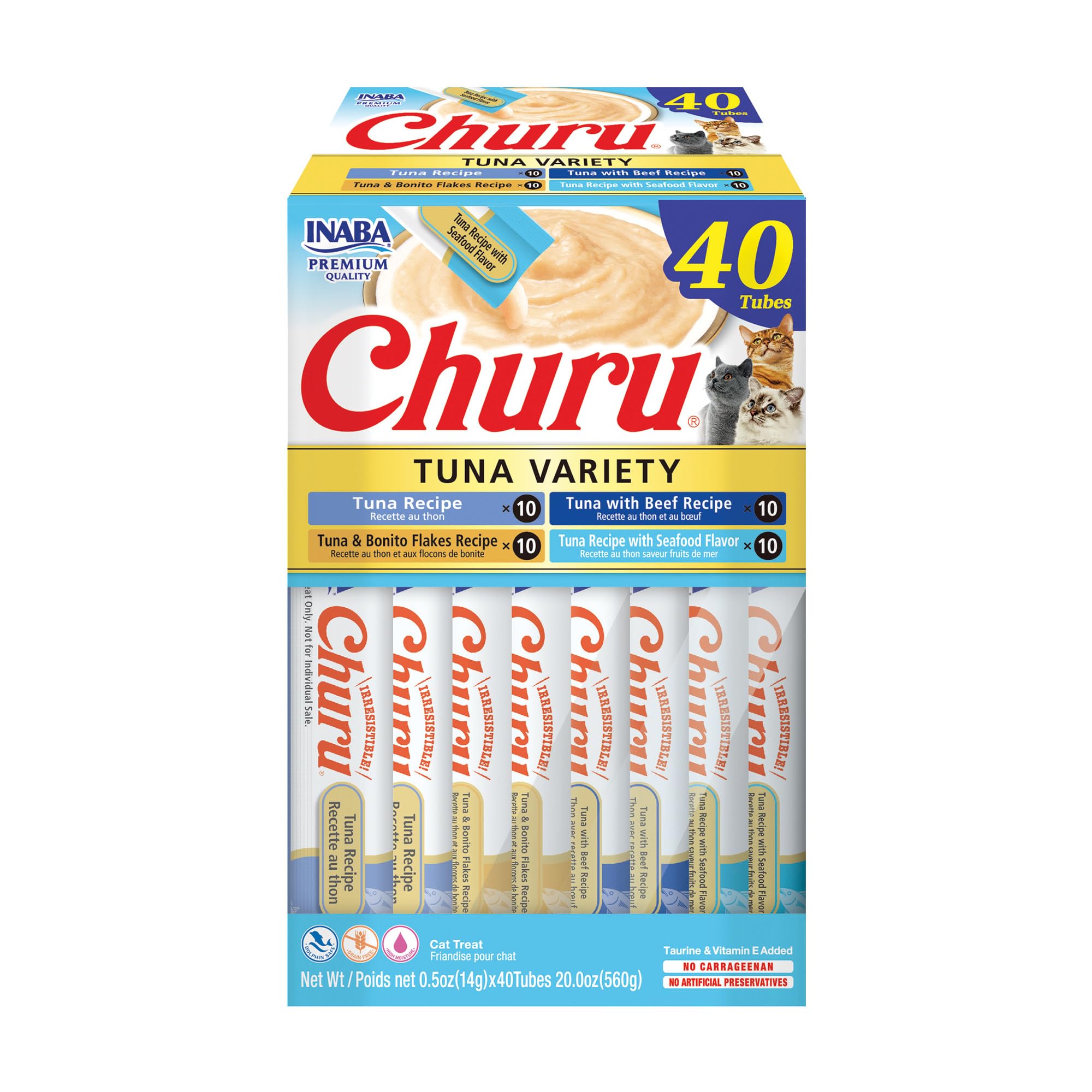 INABA Churu Cat Treats, Lickable, Squeezable Creamy Purée Cat Treat