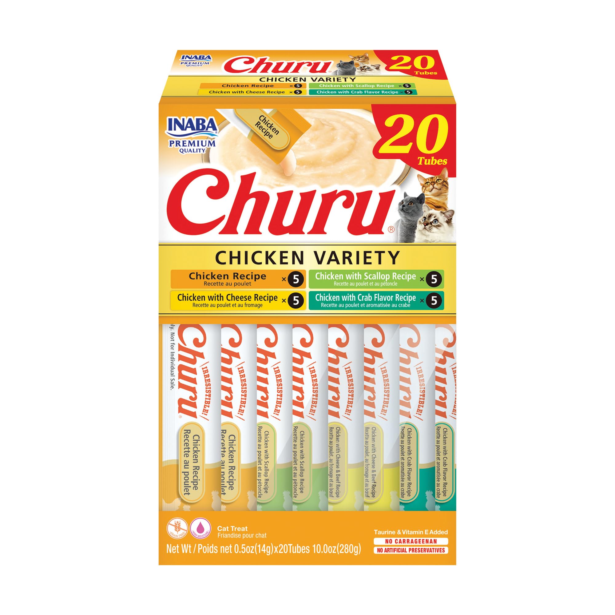 INABA Churu Cat Treats, Lickable, Squeezable Creamy Purée Cat Treat