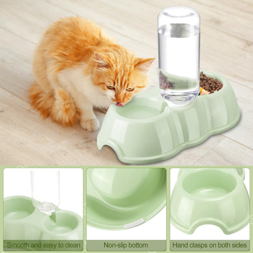 7 Pcs Small Cat Kitten Starter Kit Cat Litter Box with Shovel Paw Litter Mat Double Automatic Kitten Bowls Toy Teaser Stick Collar Essentials Kits for 1-3 Lbs Beginner(Simple,Blue)