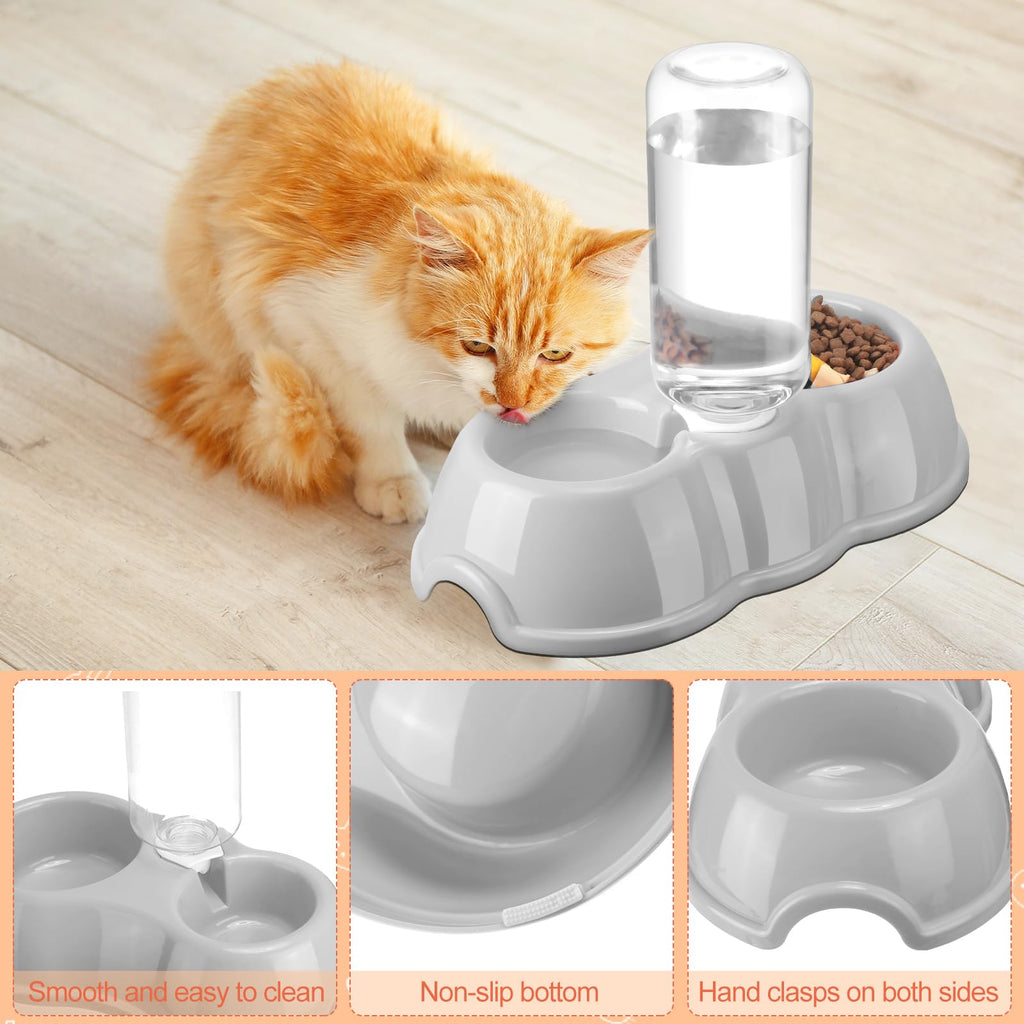 7 Pcs Small Cat Kitten Starter Kit Cat Litter Box with Shovel Paw Litter Mat Double Automatic Kitten Bowls Toy Teaser Stick Collar Essentials Kits for 1-3 Lbs Beginner(Simple,Blue)