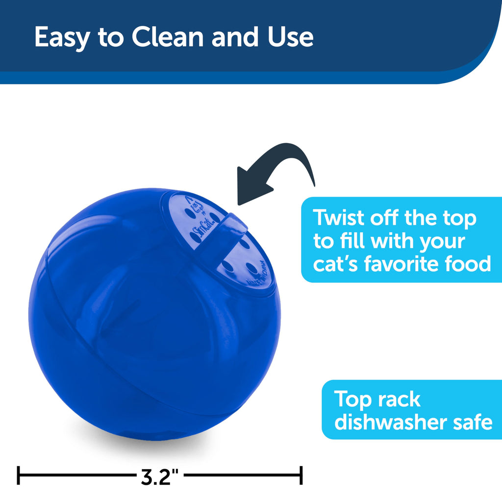 PetSafe SlimCat Interactive Feeder - Combines Play with Mealtime - Adjustable Portions - BPA-Free Plastic - Slow Feeder for Digestion - Lightweight, Dishwasher-Safe Toy - Blue