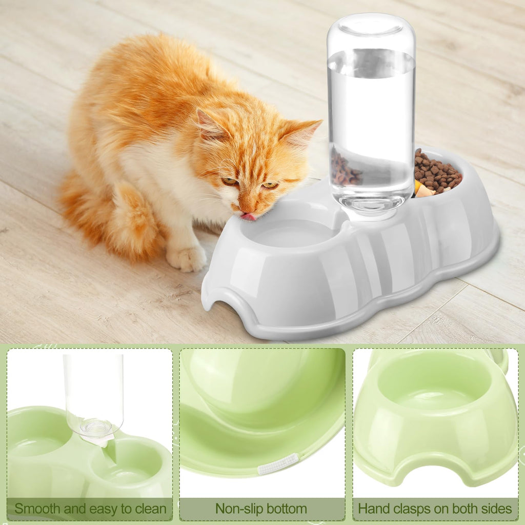 7 Pcs Small Cat Kitten Starter Kit Cat Litter Box with Shovel Paw Litter Mat Double Automatic Kitten Bowls Toy Teaser Stick Collar Essentials Kits for 1-3 Lbs Beginner(Simple,Blue)