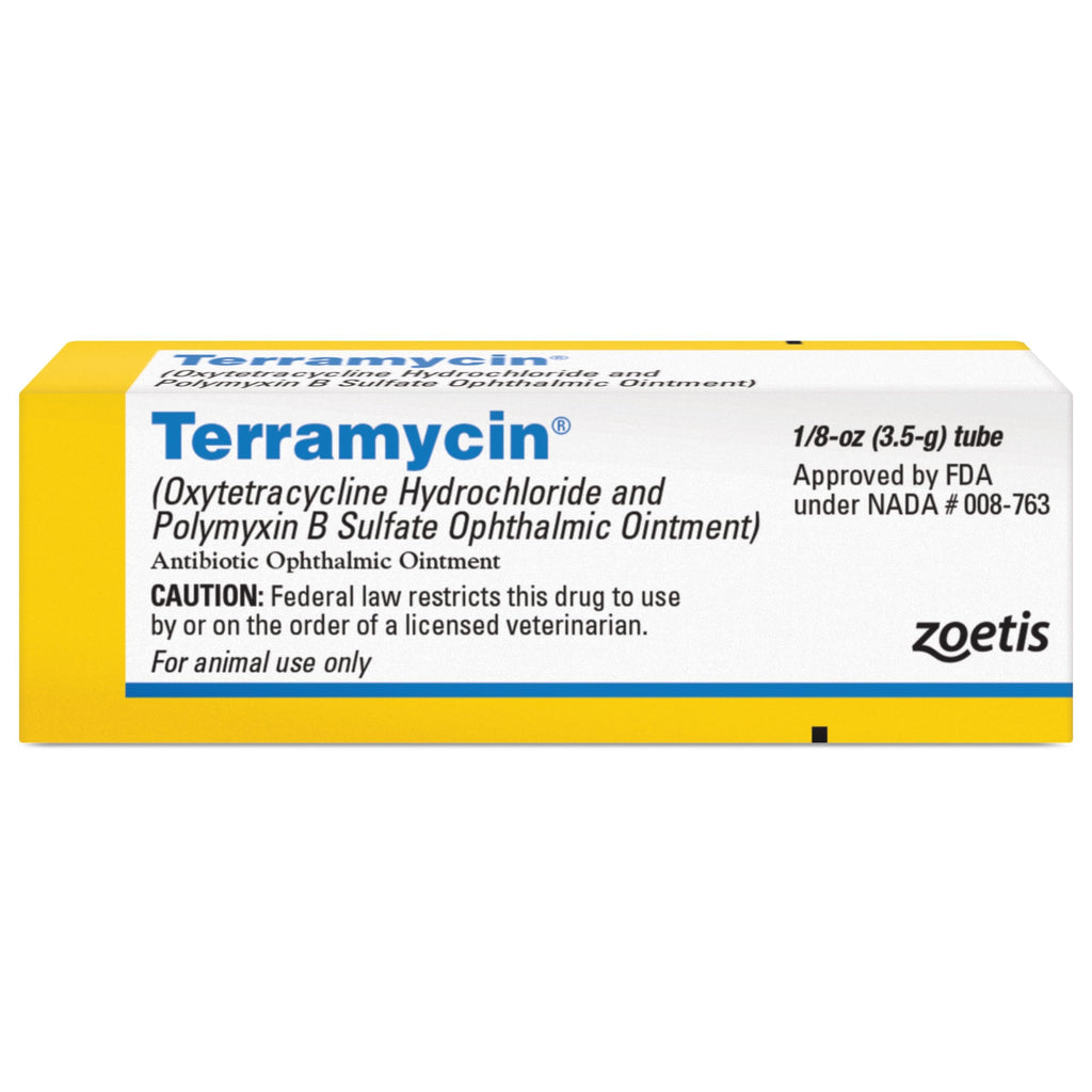Terramycin Antibiotic Ointment for Eye Infection Treatment in Dogs, Cats, Cattle, Horses, and Sheep, 0.125oz Tube