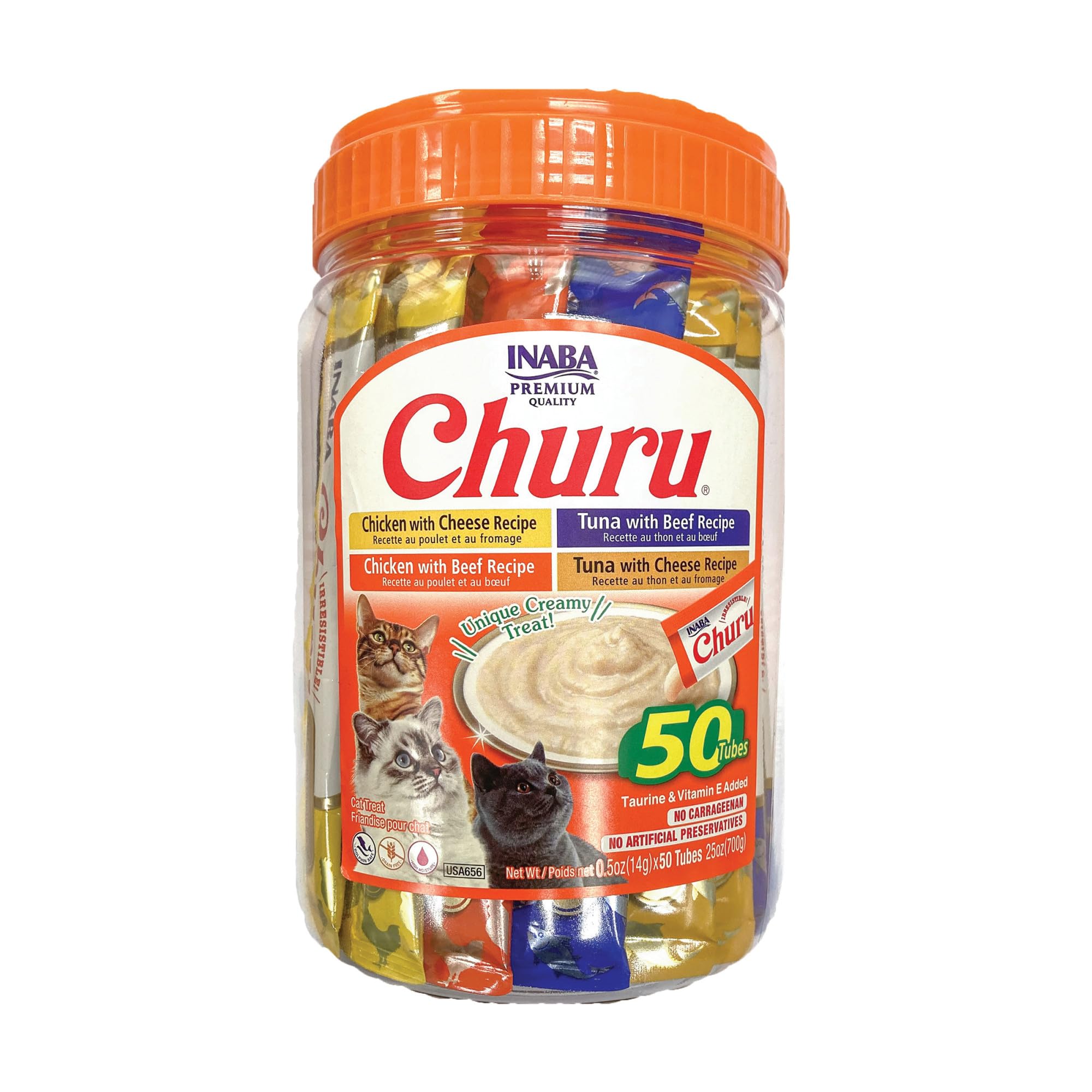 INABA Churu Cat Treats, Lickable, Squeezable Creamy Purée Cat Treat